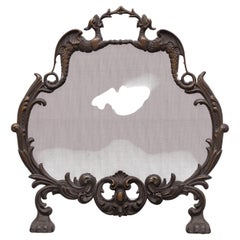 Pantalla contra incendios de bronce antiguo 1880s Inglaterra