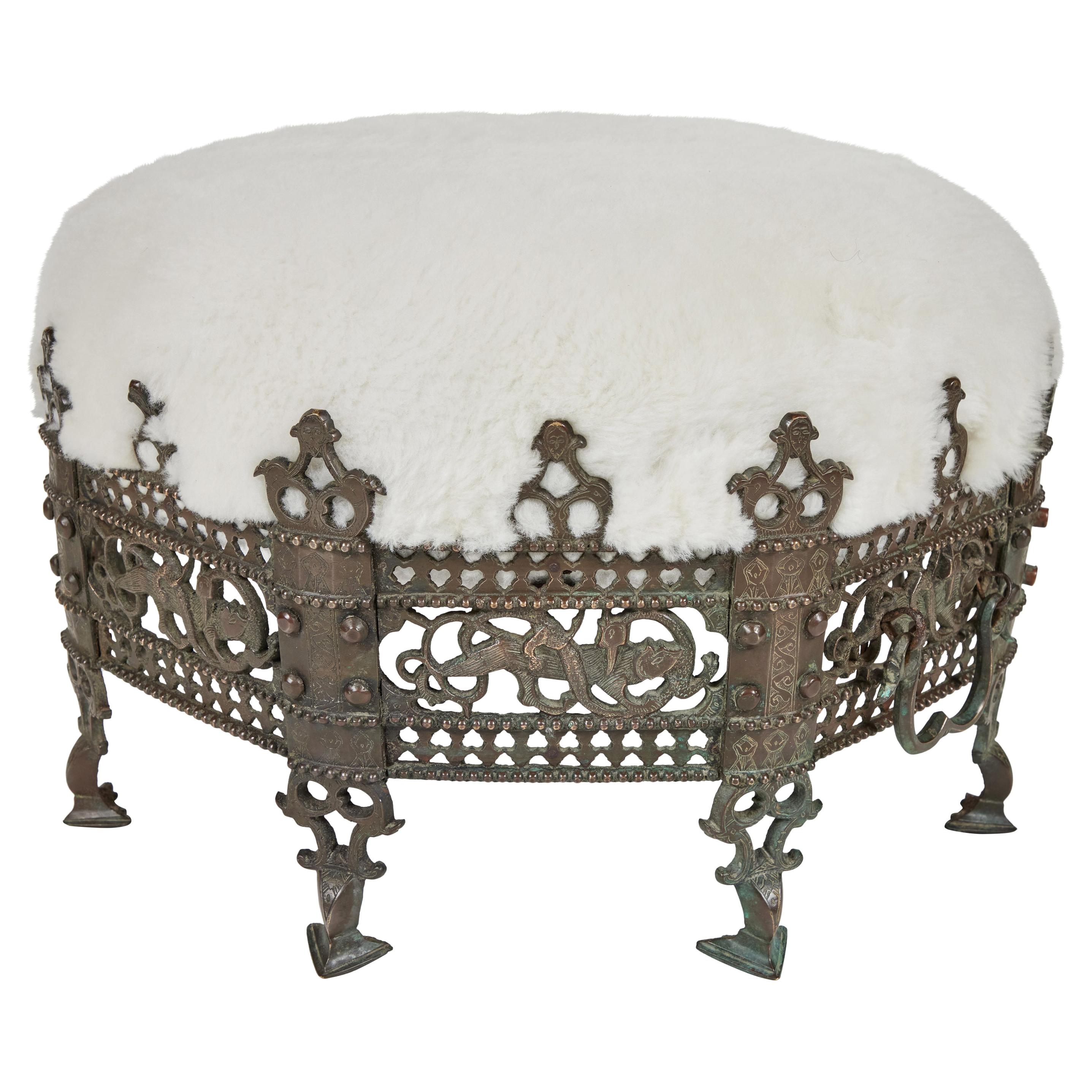 Antique Bronze Footed 'Crown' Stool