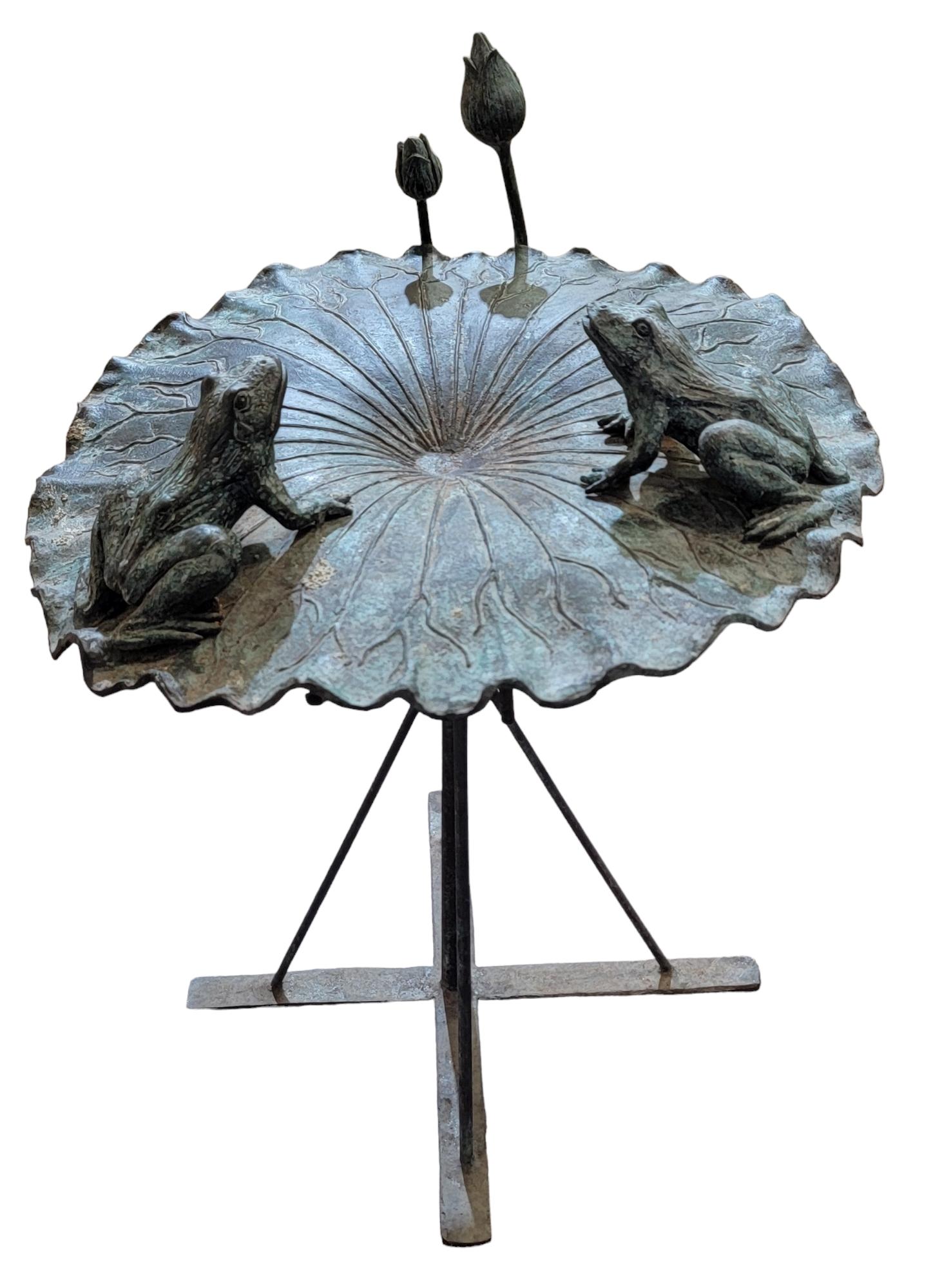 Adirondack Antique Bronze Fountain of Lilly Pad  For Sale