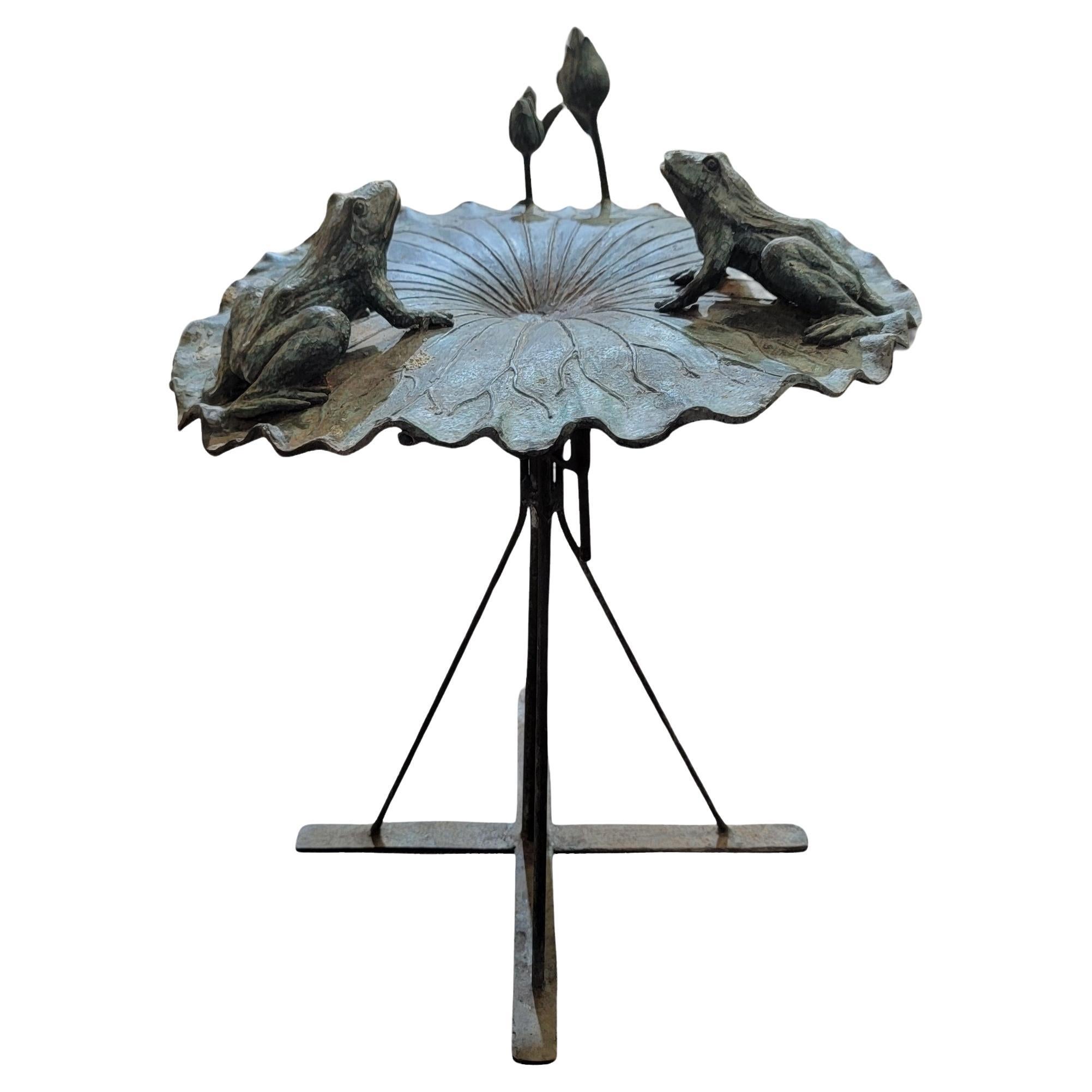 Antique Bronze Fountain of Lilly Pad  For Sale