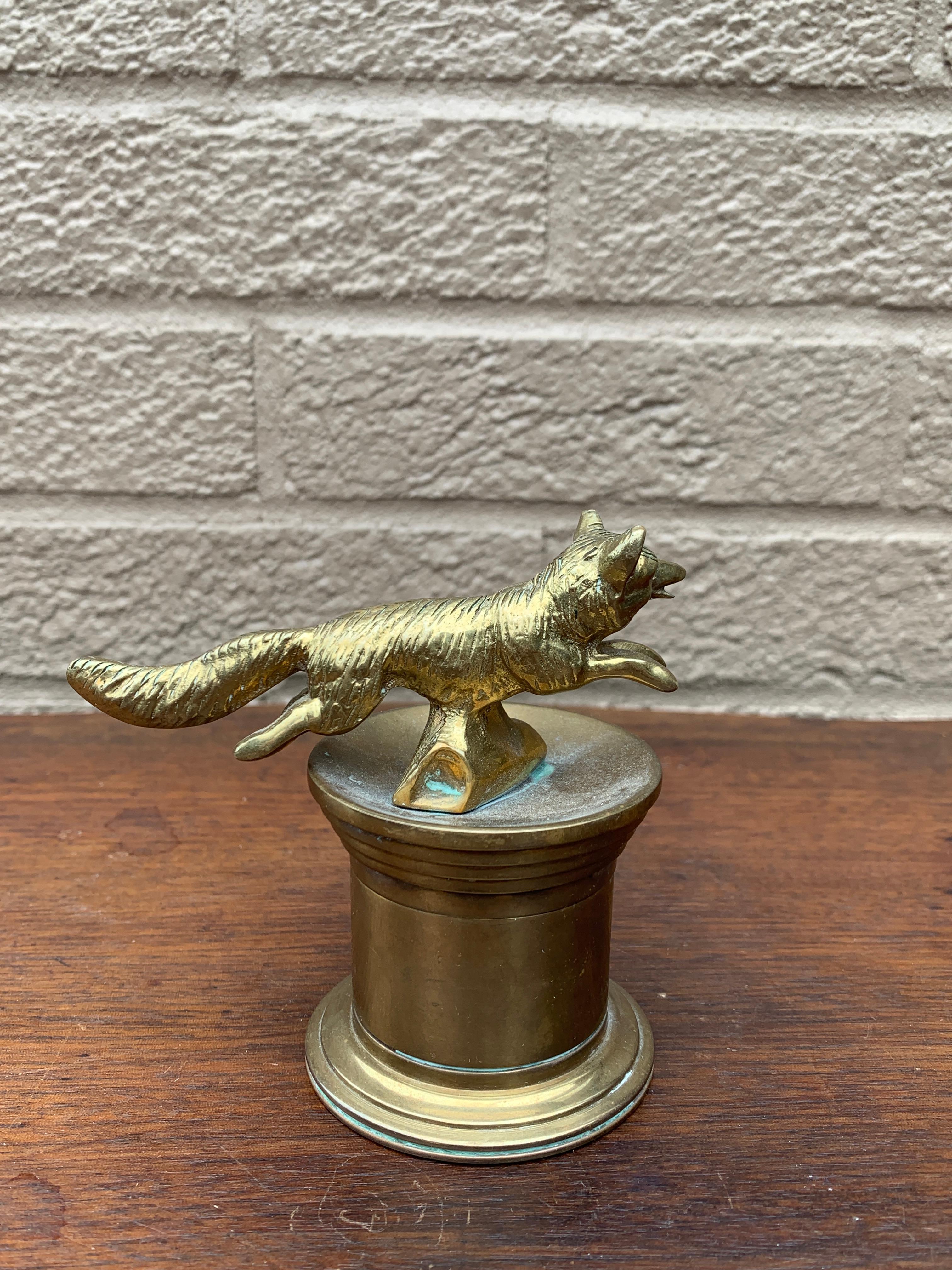 Antiker Bronze-Fuchsstempel-Rollhalter, frühes 20. Jahrhundert im Angebot 2