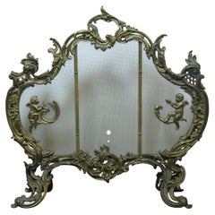 Antique Bronze French Baroque Rococo Bronze Fireplace Hearthware Screen Fender