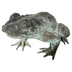 Antique Bronze Frog Fountain, verde green patina