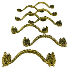 Tiradores antiguos de bronce para muebles, Juego de 8, Italia, años 30