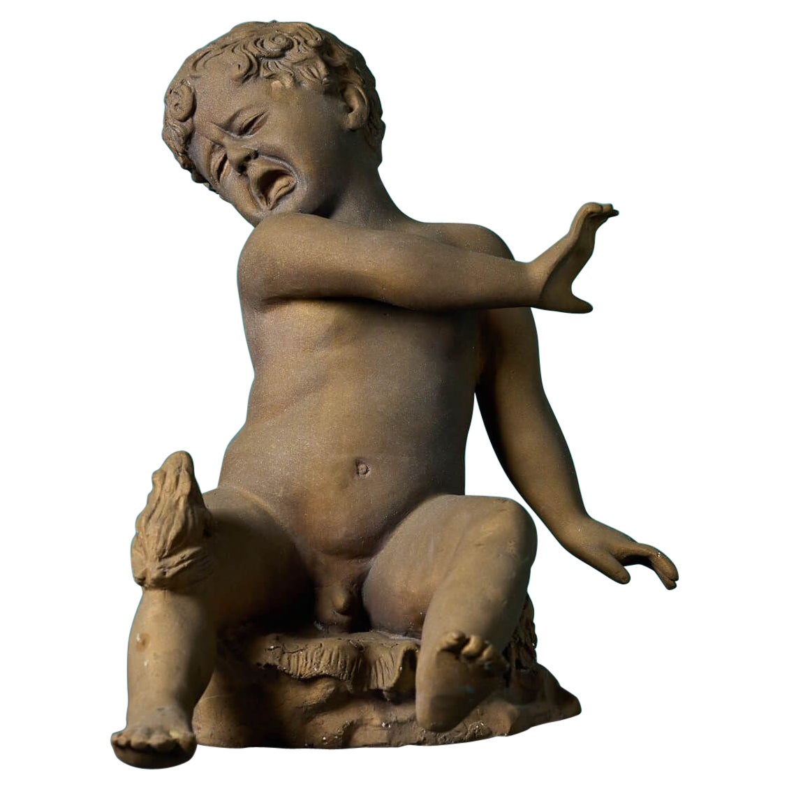 Antiker Gartenbrunnen aus Bronze mit der Darstellung eines Jungen