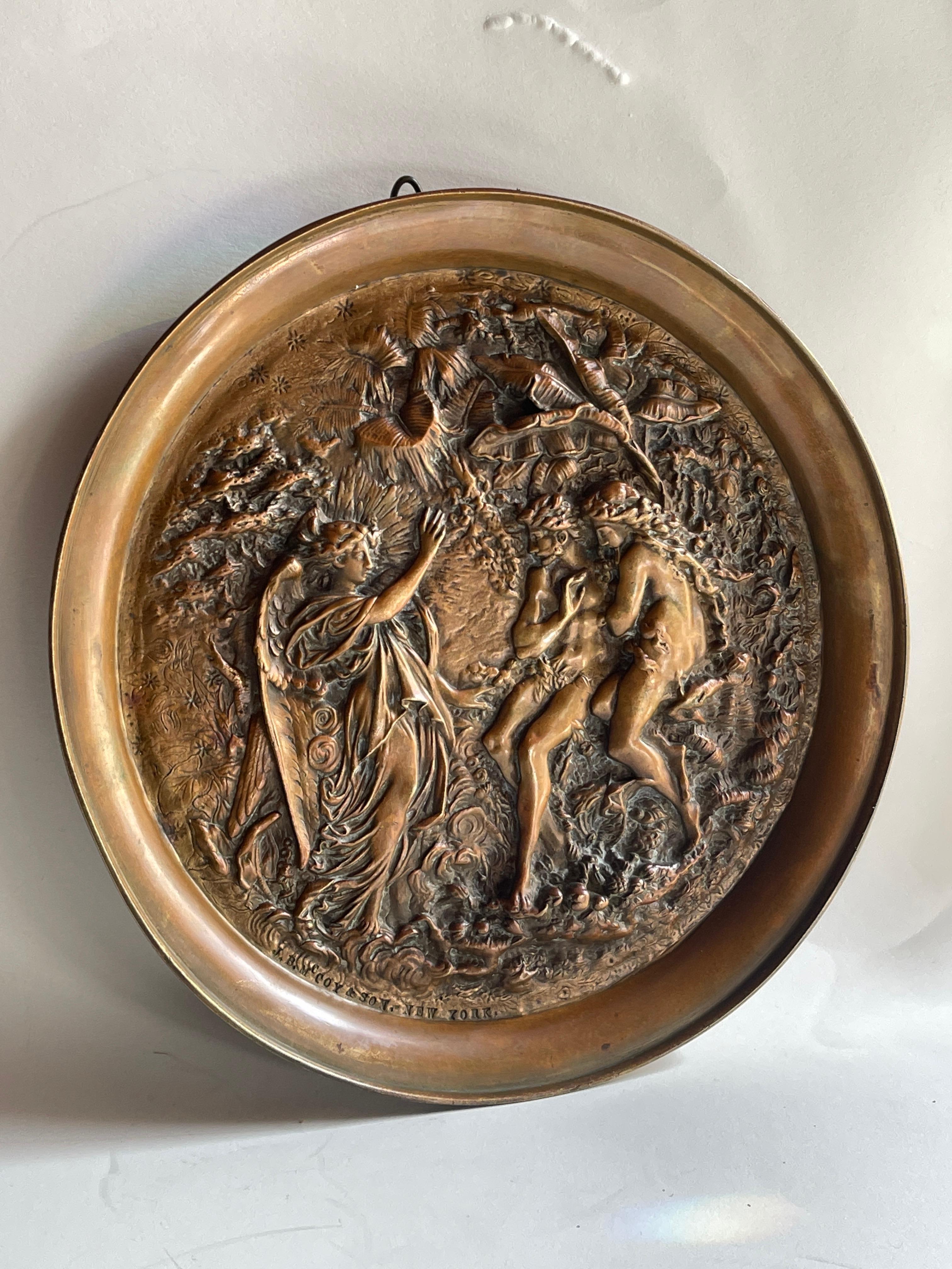 Antique Bronze Garden Of Eden Charger by J.B. McCoy & Son New York For Sale 7