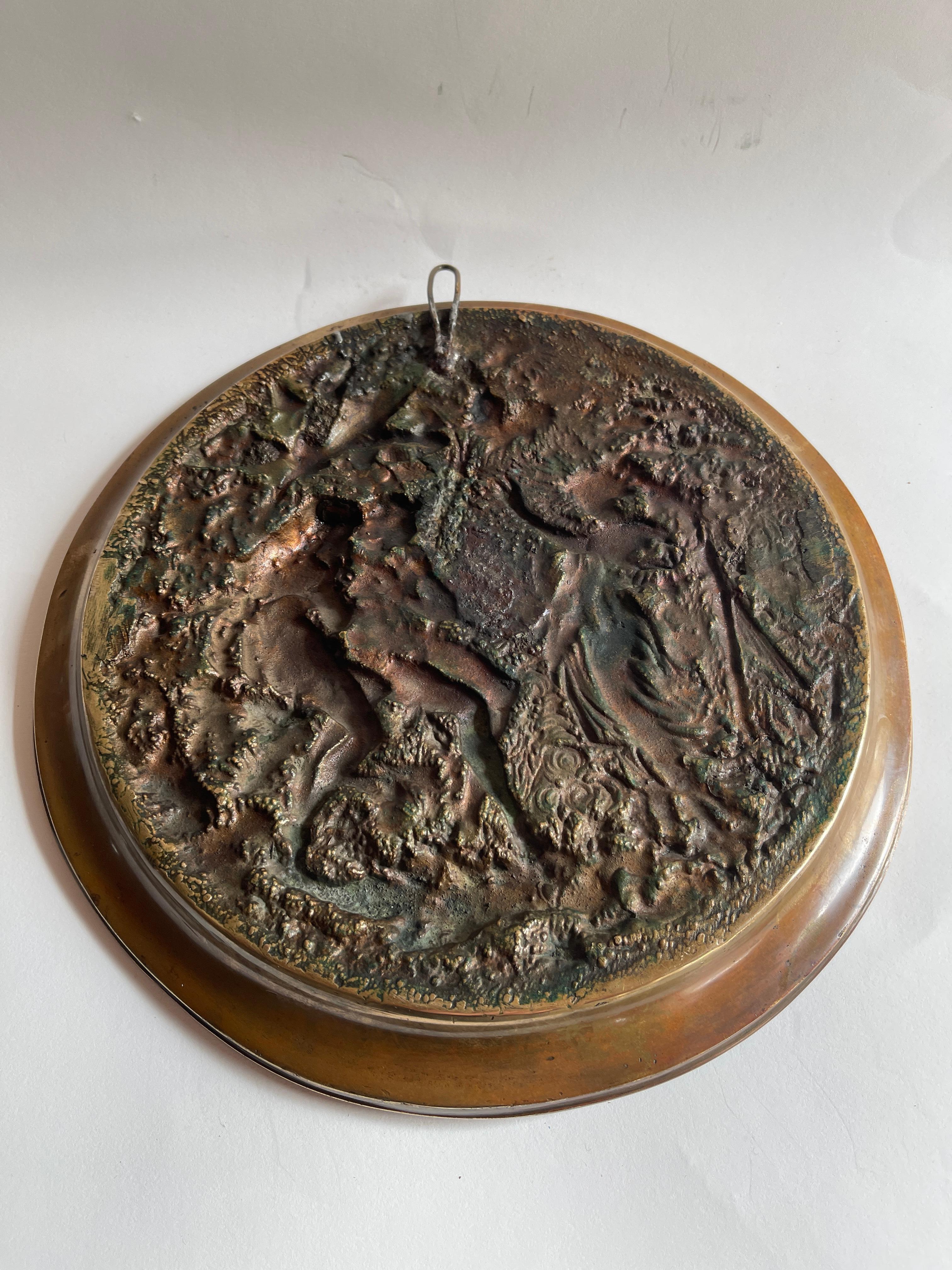 Antique Bronze Garden Of Eden Charger by J.B. McCoy & Son New York For Sale 10