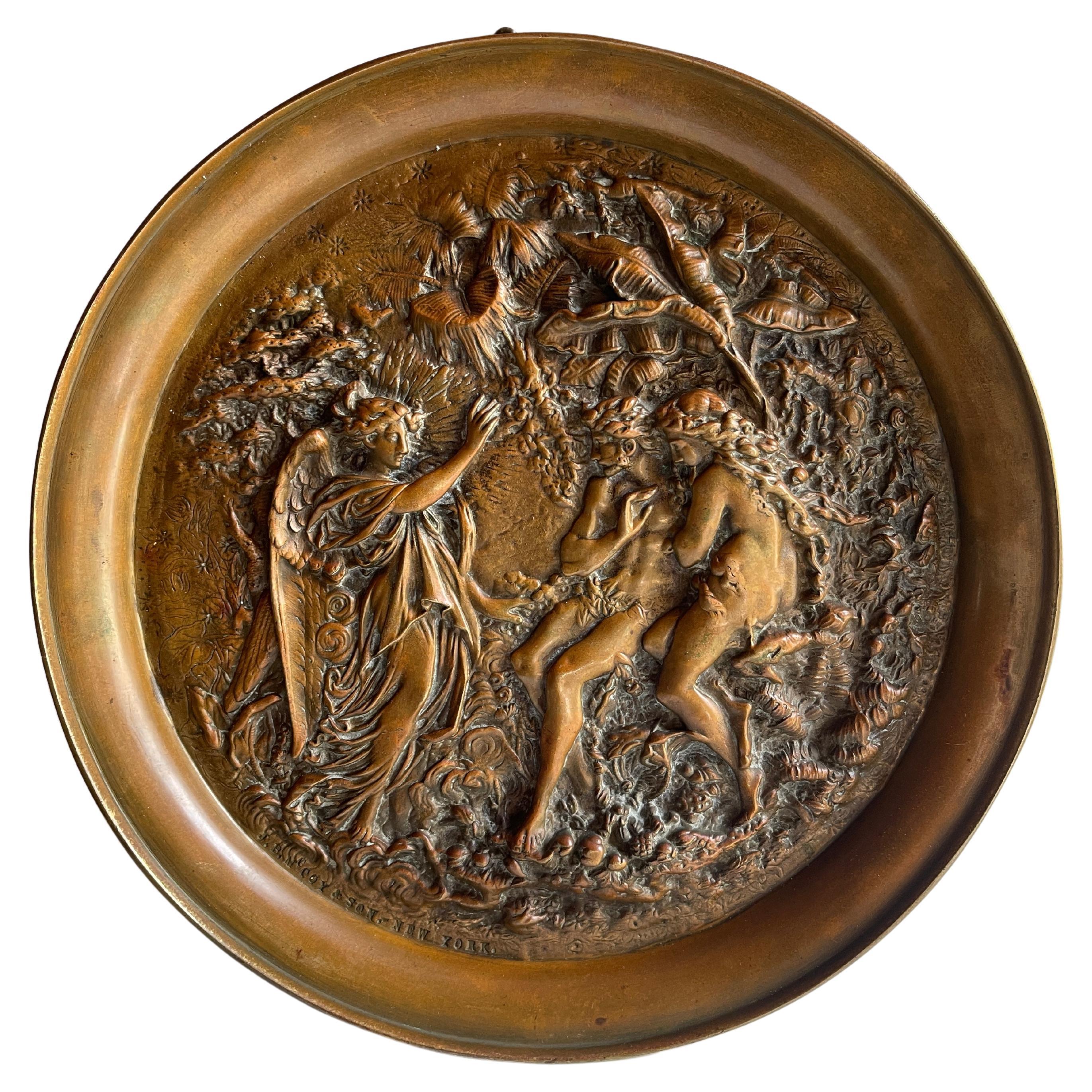 Antique Bronze Garden Of Eden Charger by J.B. McCoy & Son New York