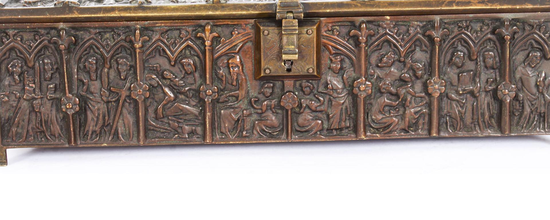 Antique Bronze Gothic Revival Jewellery Box Casket, 19th Century 6