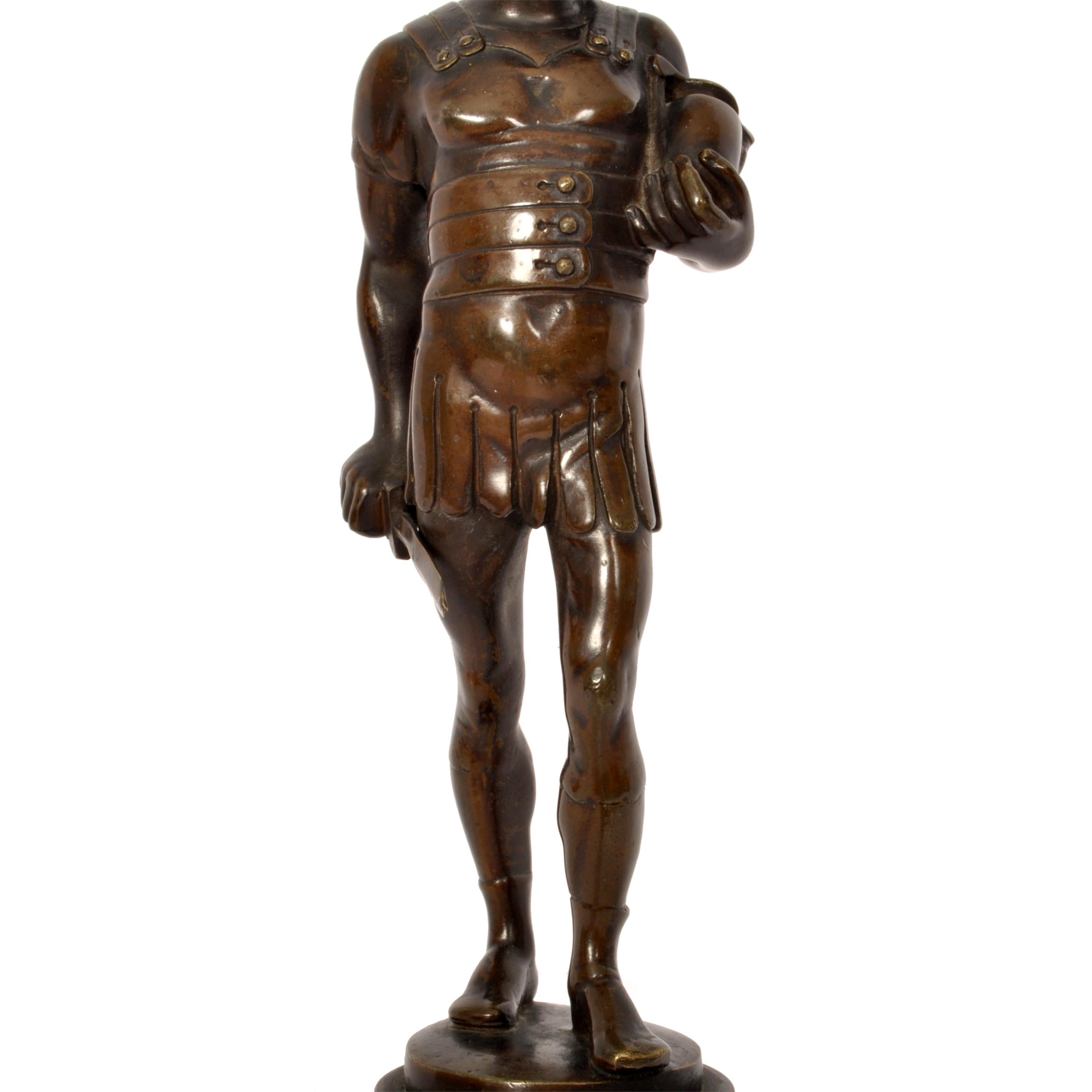 Antique Bronze Grand Tour Roman Centurion Gladiator Statue Sculpture Italy 1820 4