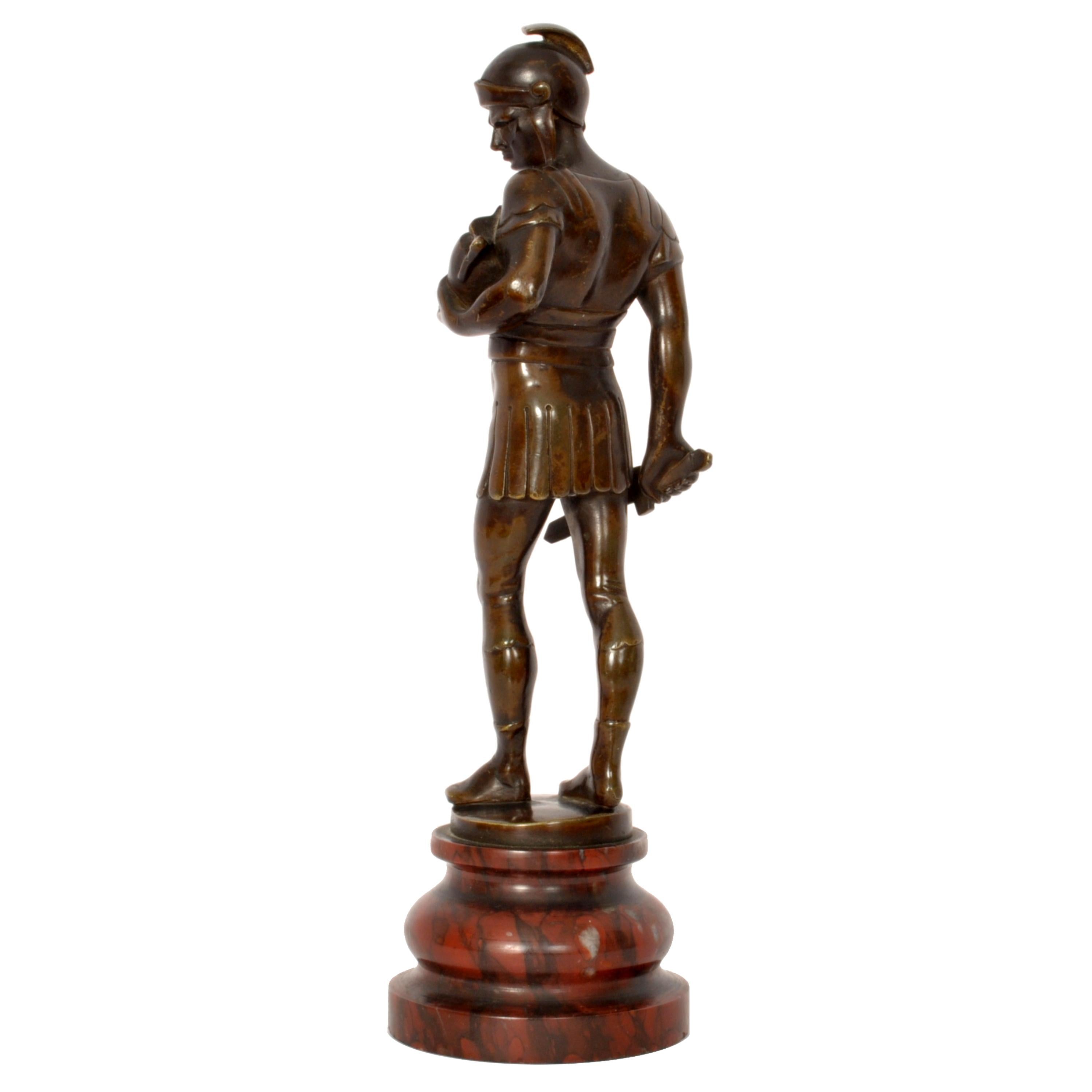 Early 19th Century Antique Bronze Grand Tour Roman Centurion Gladiator Statue Sculpture Italy 1820