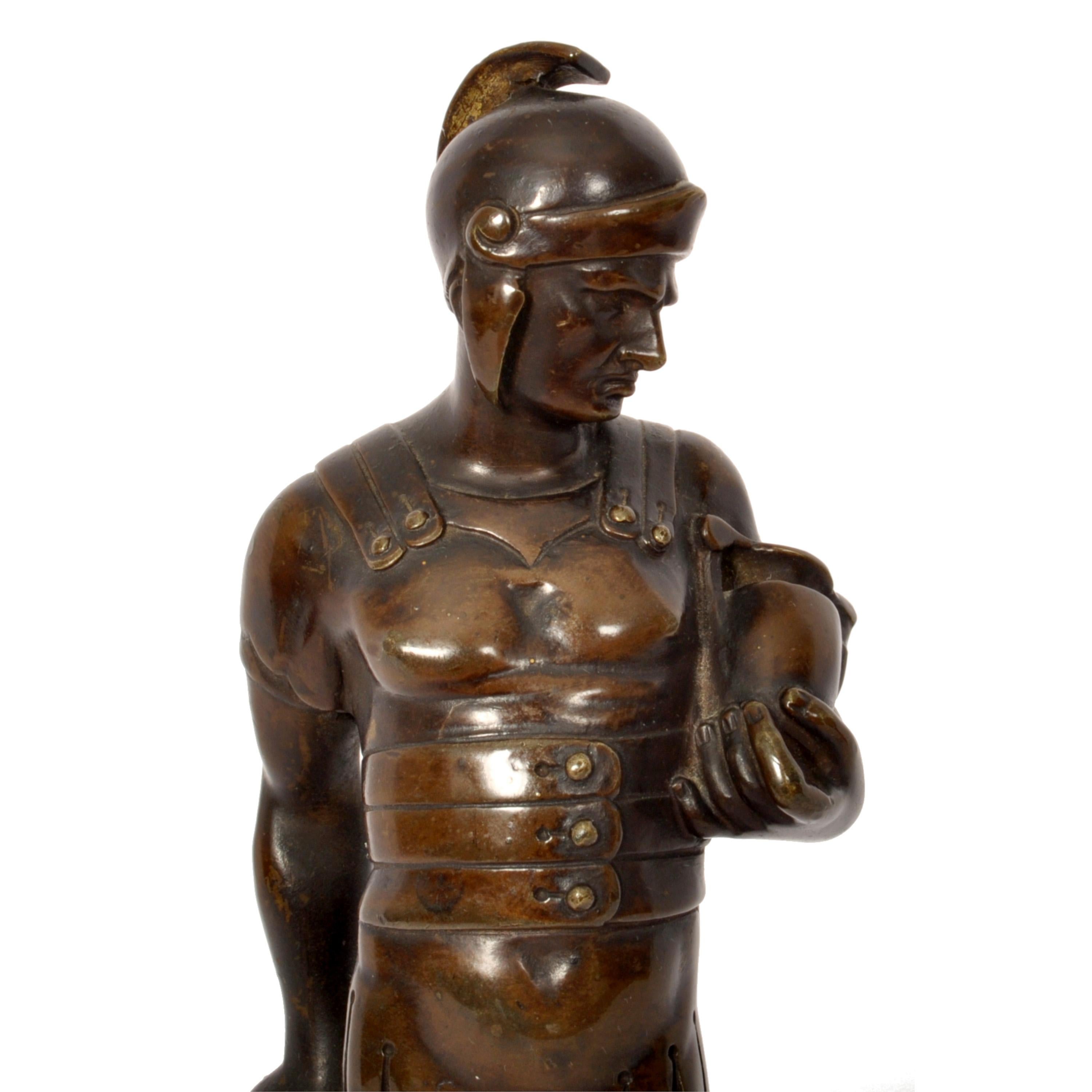 Antique Bronze Grand Tour Roman Centurion Gladiator Statue Sculpture Italy 1820 3