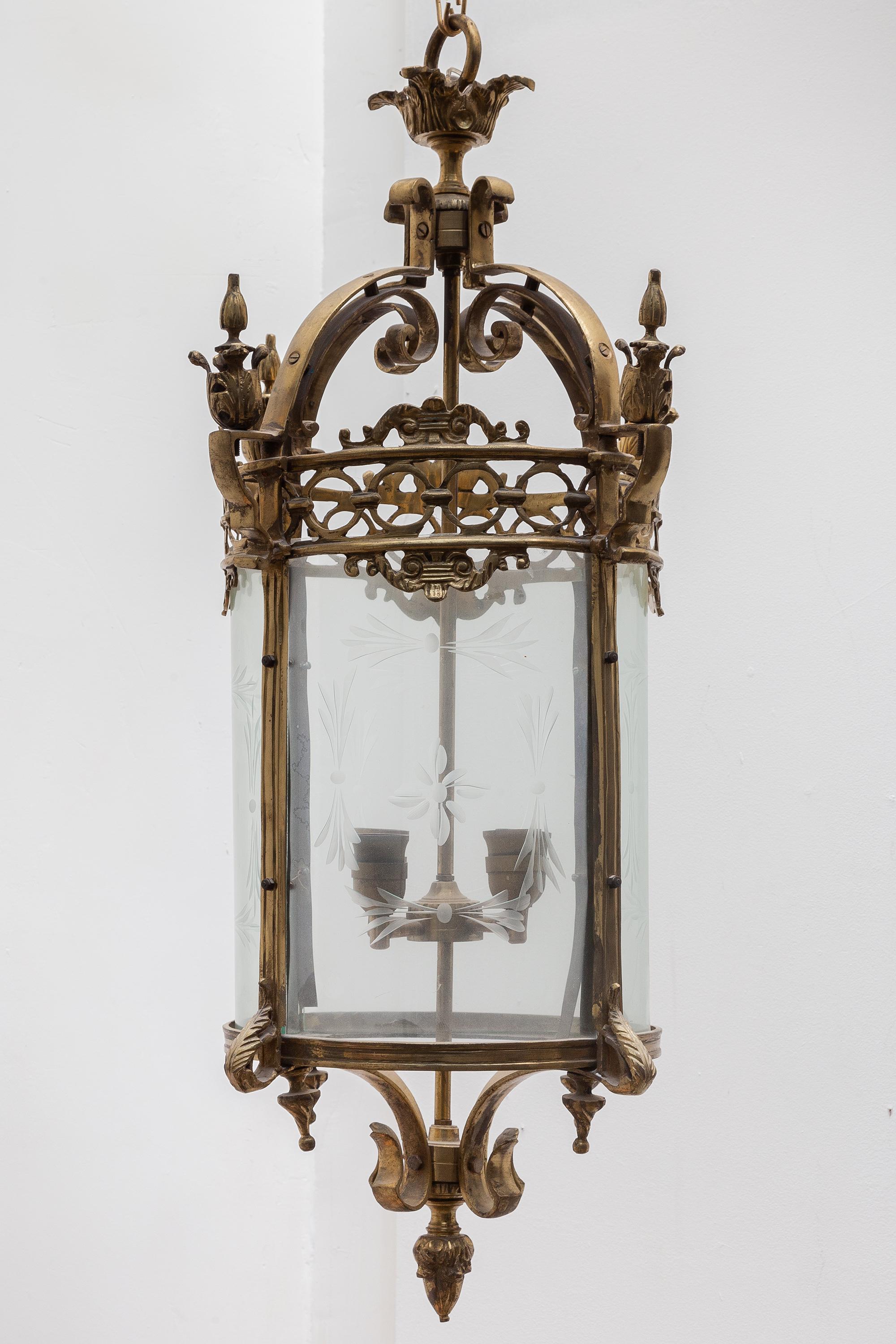 French Antique Bronze Hall Lantern, France For Sale