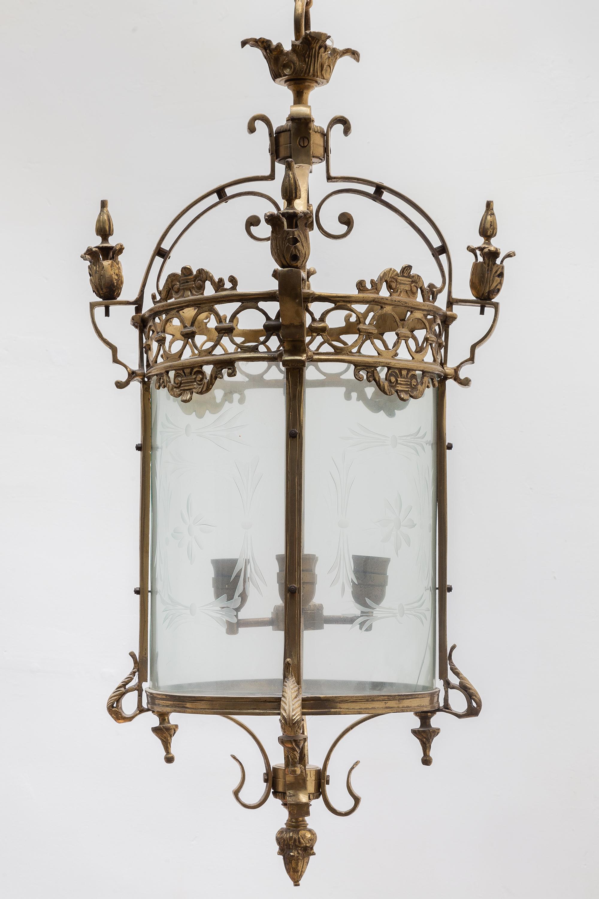 Late 19th Century Antique Bronze Hall Lantern, France For Sale