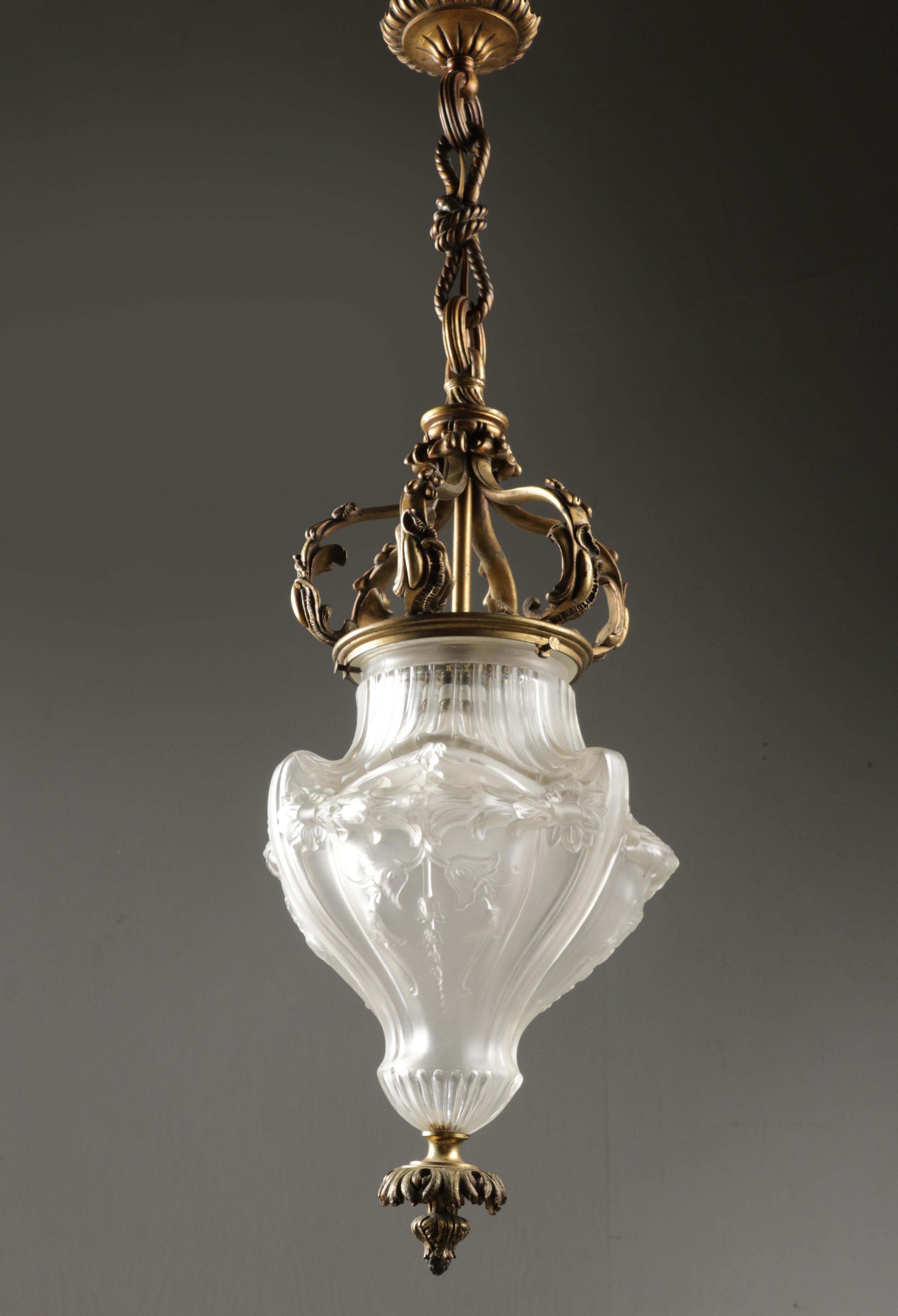 Antique Bronze Hallway Lantern Lamp For Sale 7