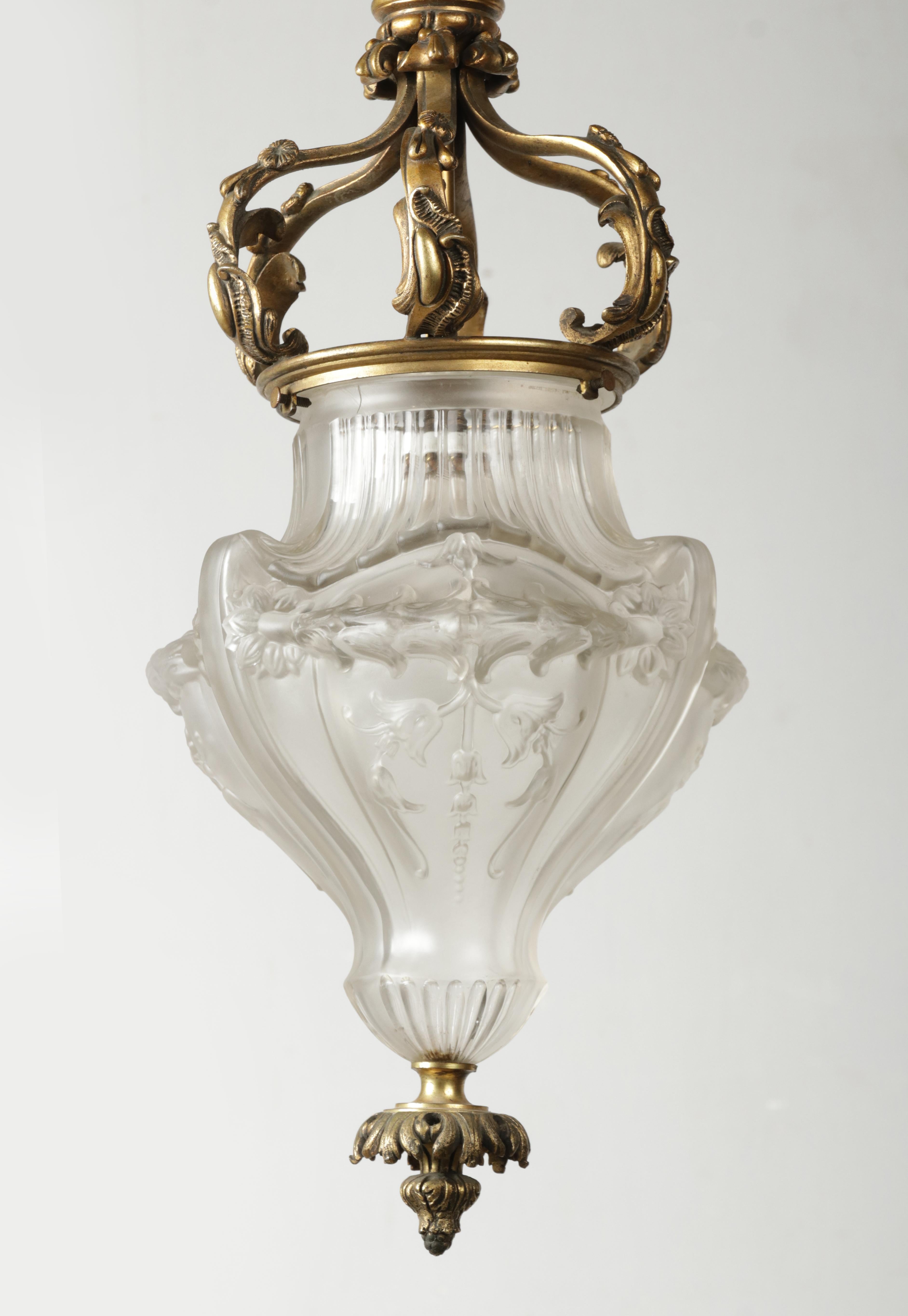 Louis XVI Antique Bronze Hallway Lantern Lamp For Sale