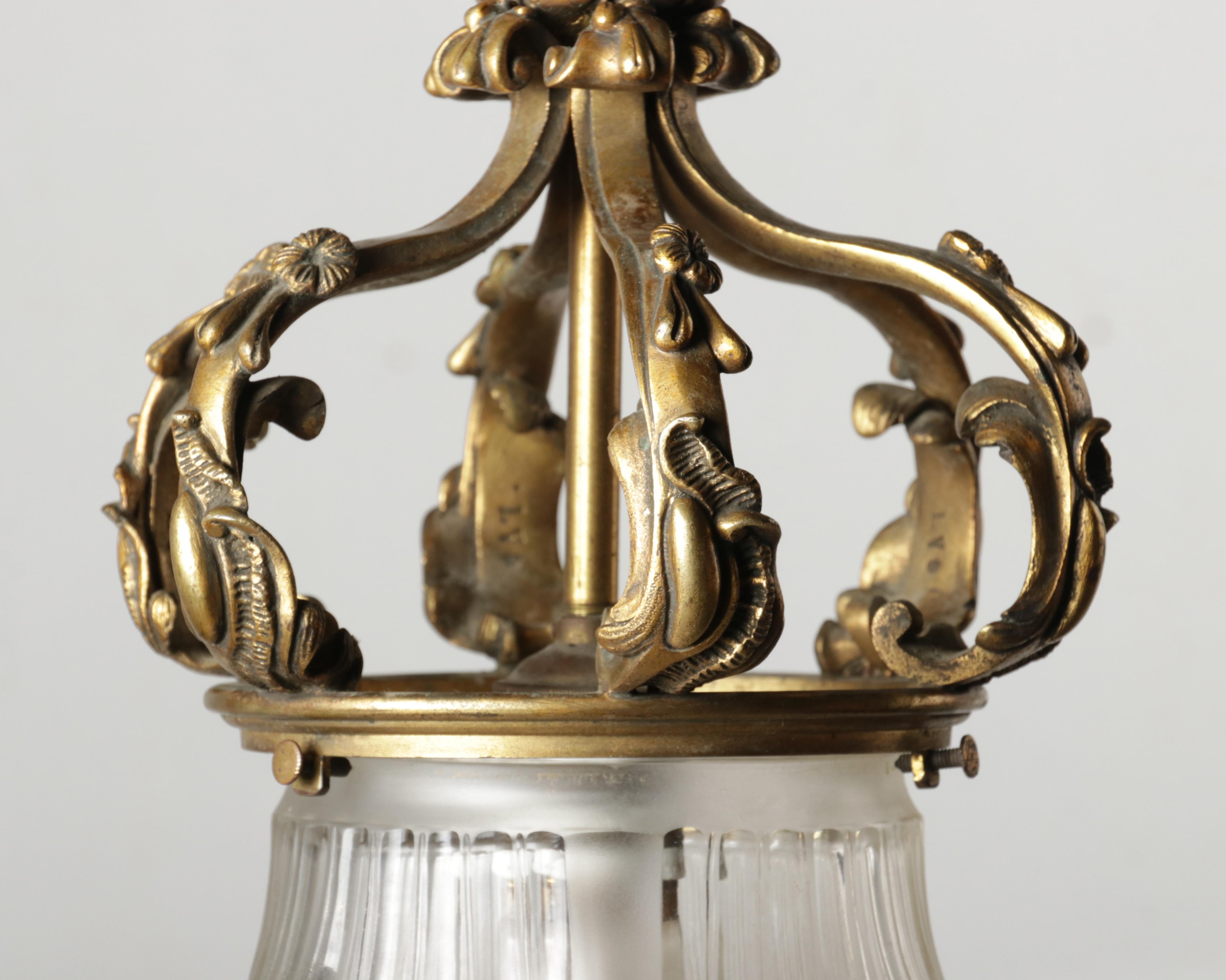 Antique Bronze Hallway Lantern Lamp In Good Condition For Sale In Casteren, Noord-Brabant