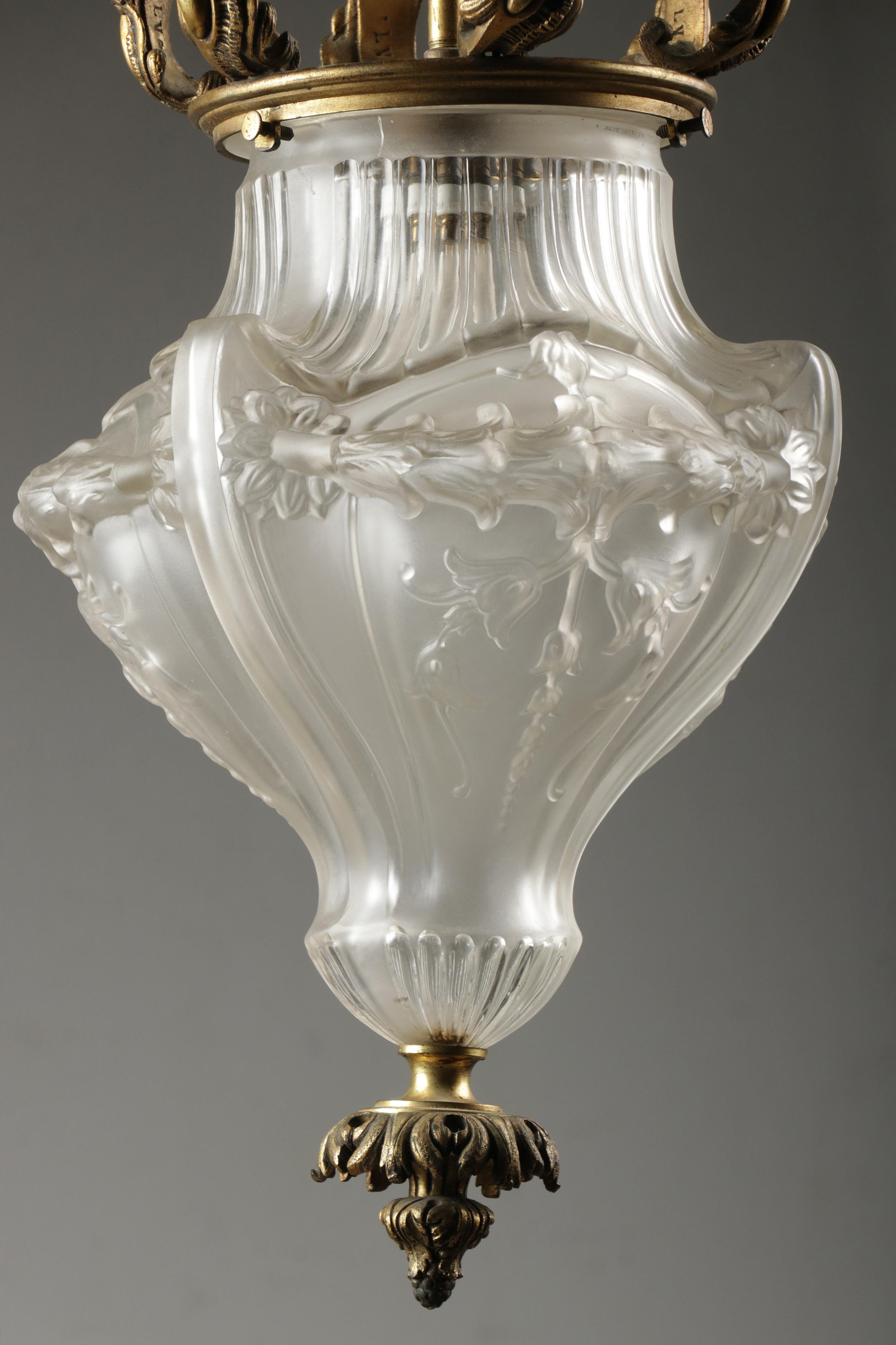Early 20th Century Antique Bronze Hallway Lantern Lamp For Sale