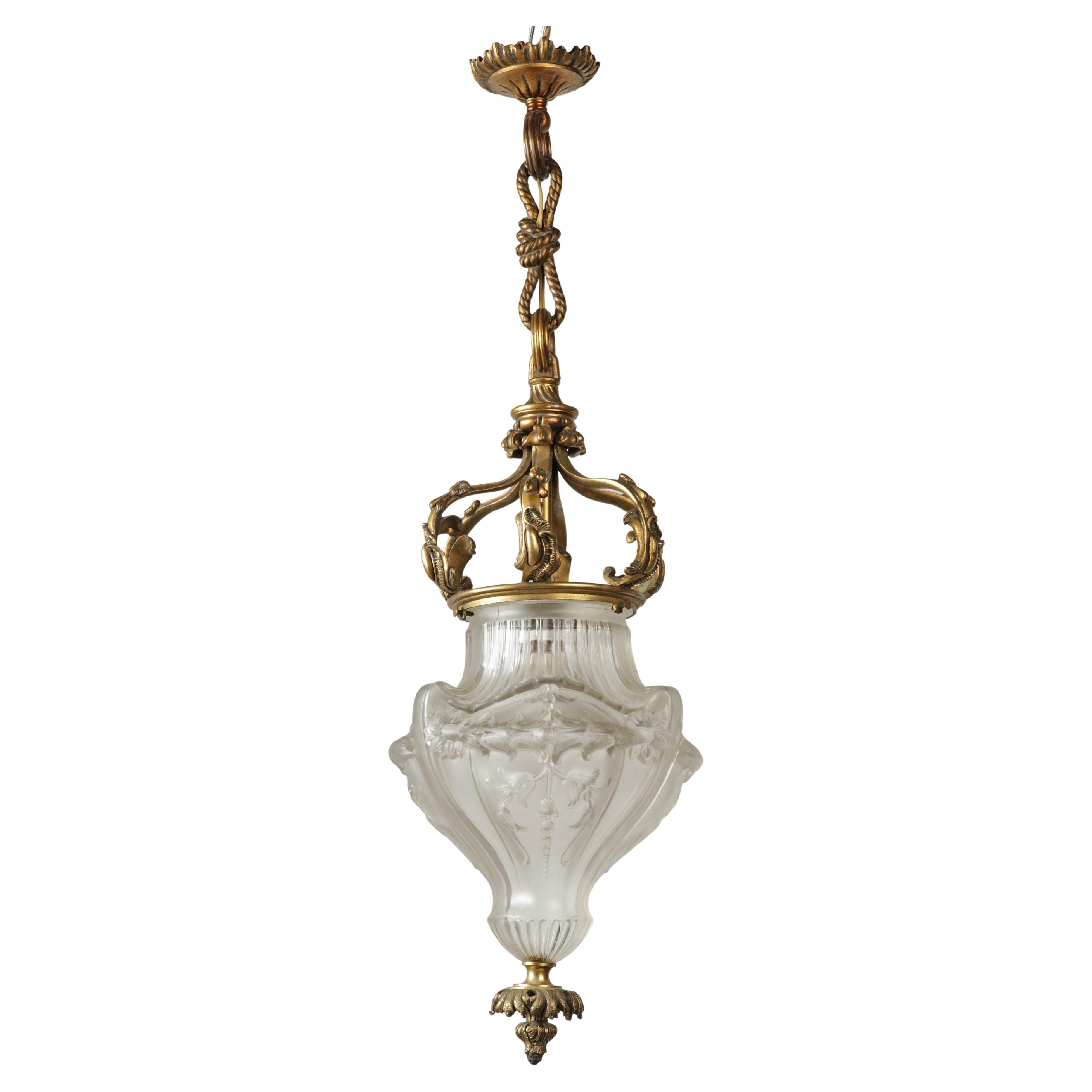 Lanterne de couloir ancienne en bronze en vente