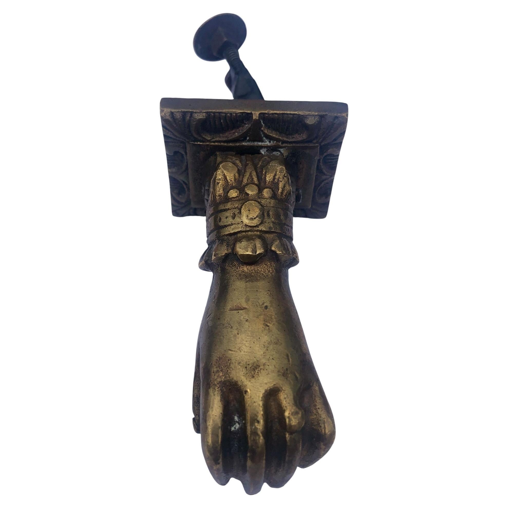 Antique Bronze Hand Door Knocker with Strike Plate
