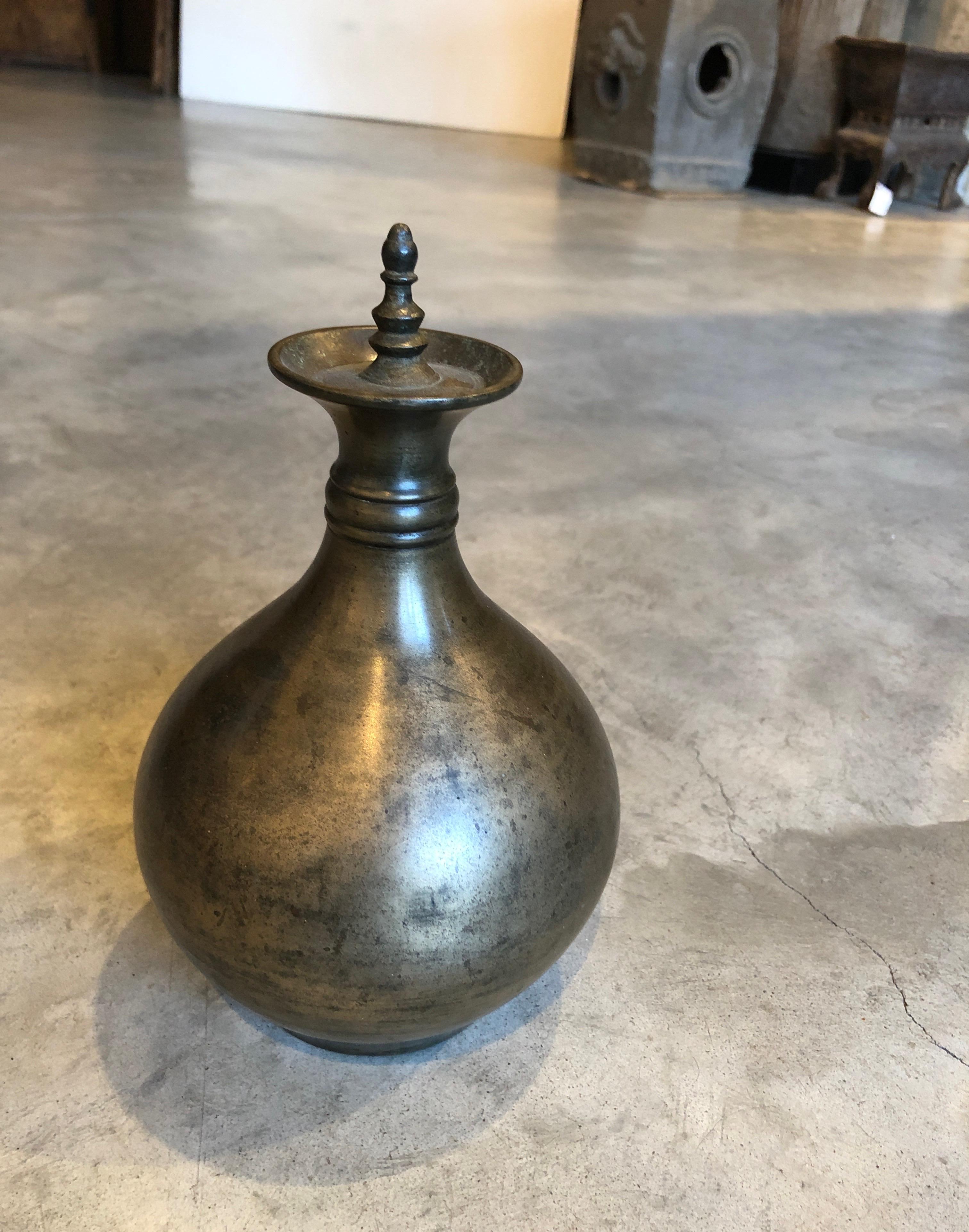 Indian Antique Bronze Holy Water Container For Sale
