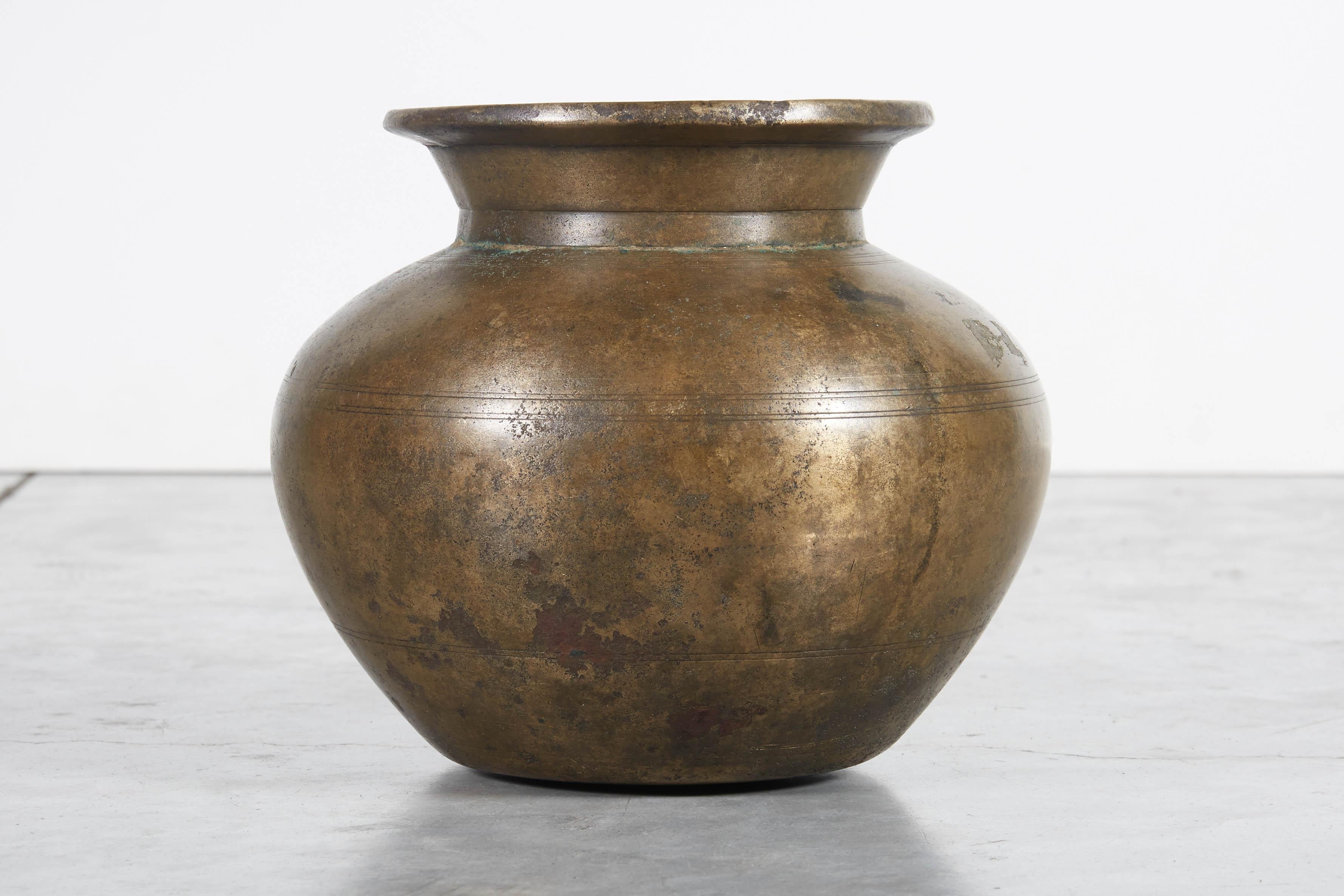 Nepalese Antique Bronze Holy Water Vessel from Nepal