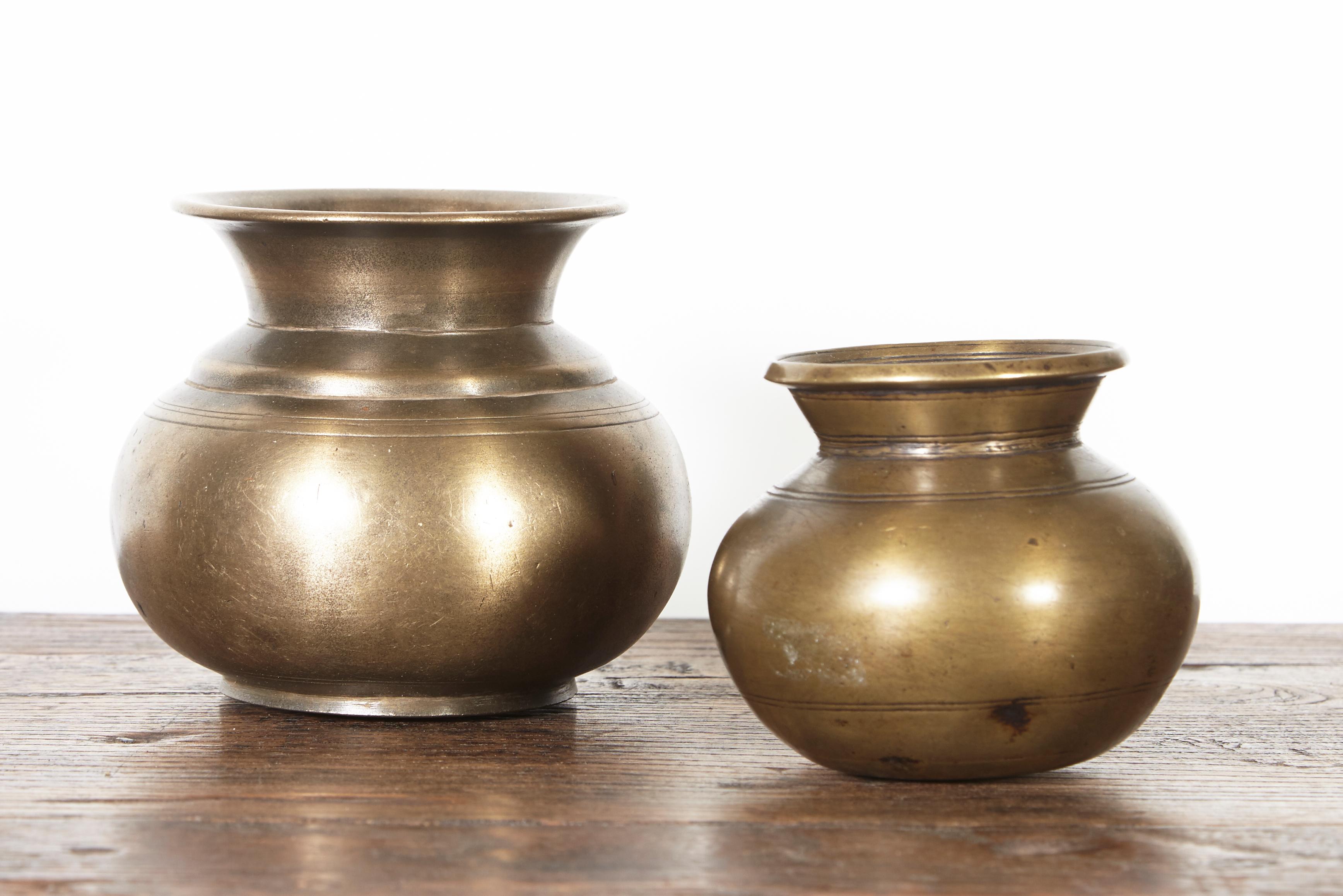 Antique Bronze Holy Water Vessels from Nepal In Good Condition In New York, NY