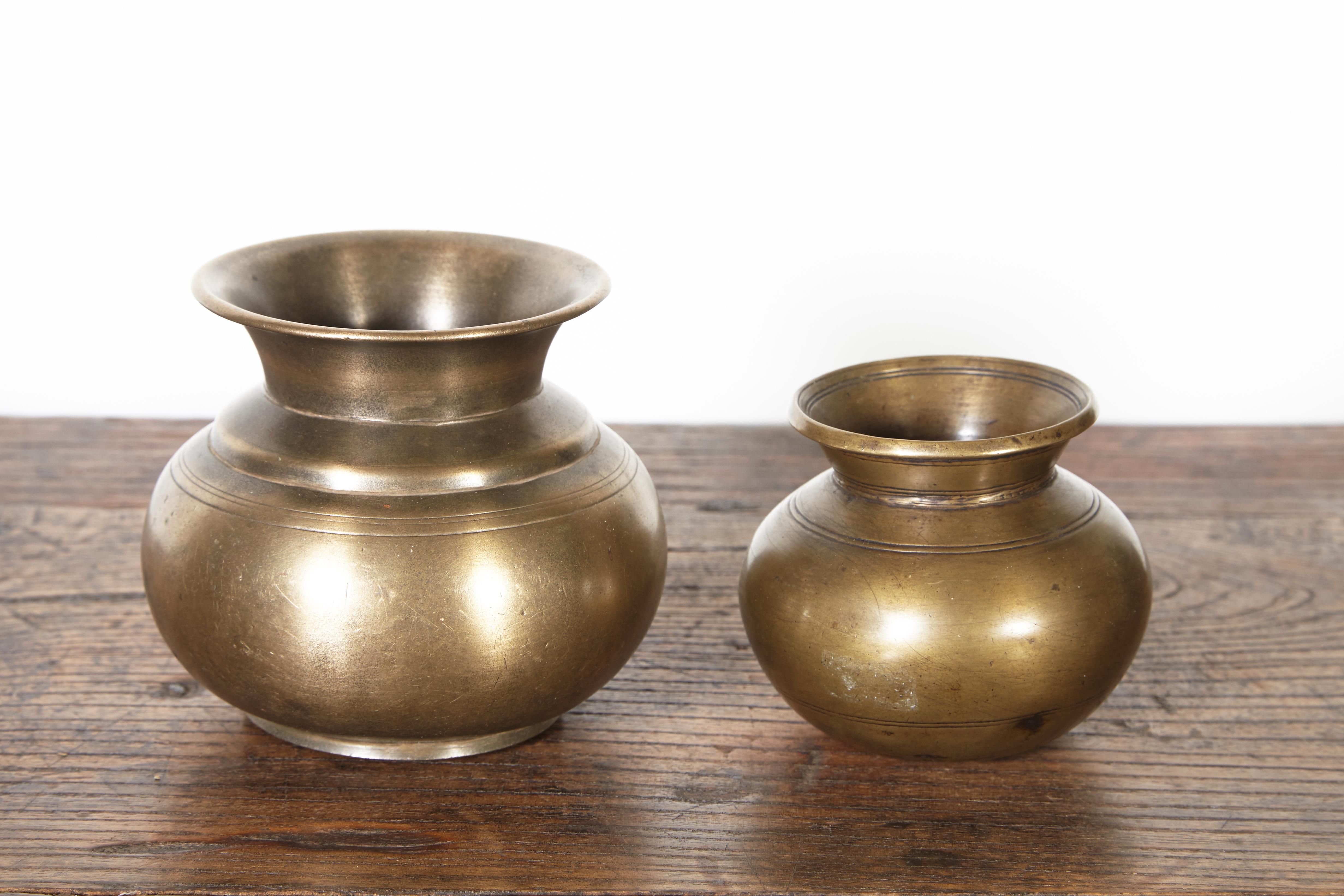 19th Century Antique Bronze Holy Water Vessels from Nepal