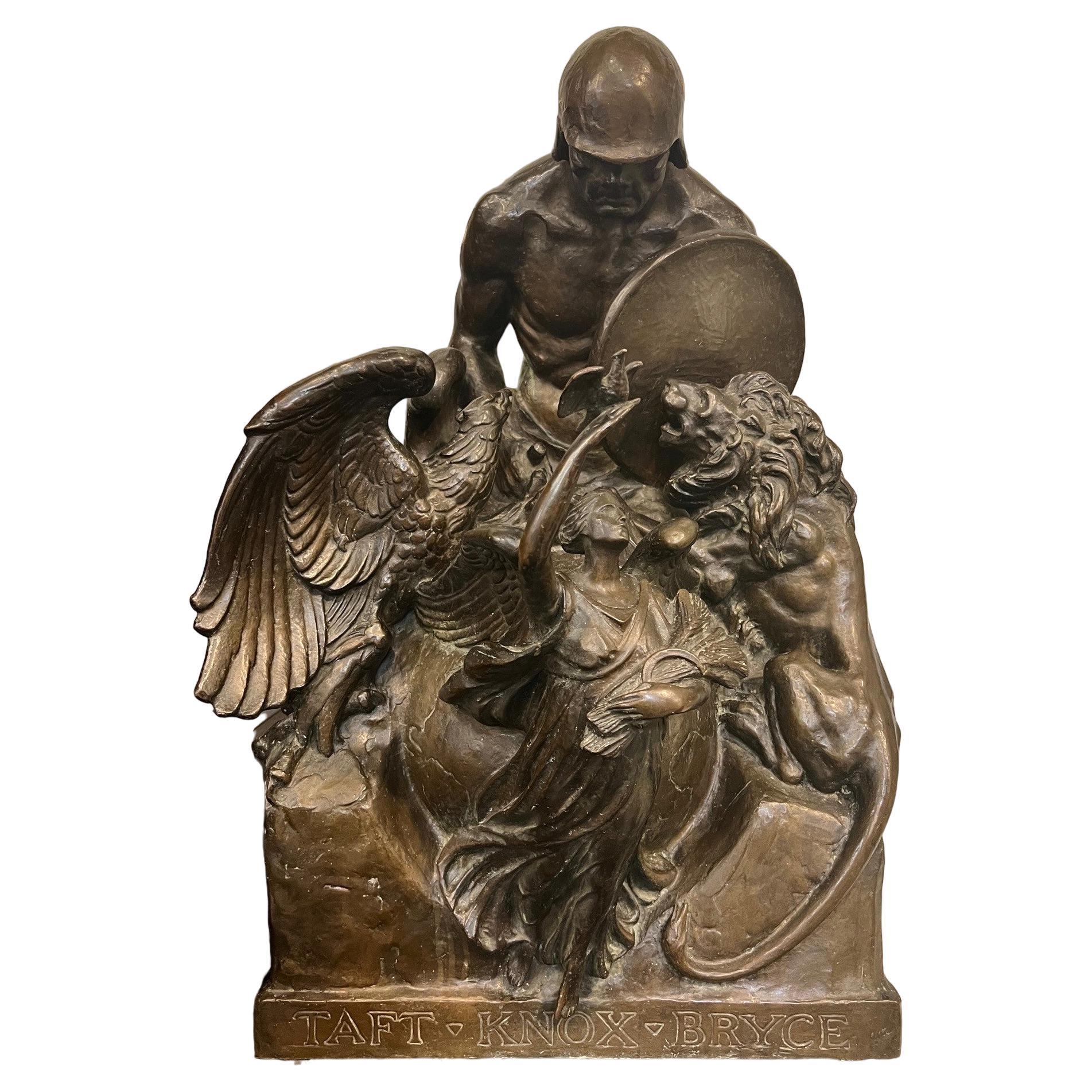 Antique Bronze Honoring President William H. Taft Arbitration Treaties of 1919   For Sale
