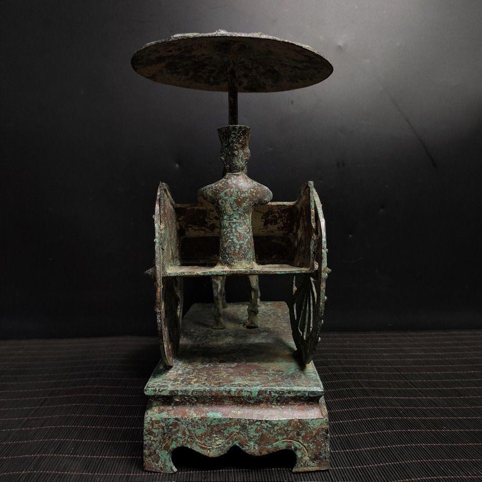 Antique Bronze Horse Drawn Cart from Ancient China For Sale 2
