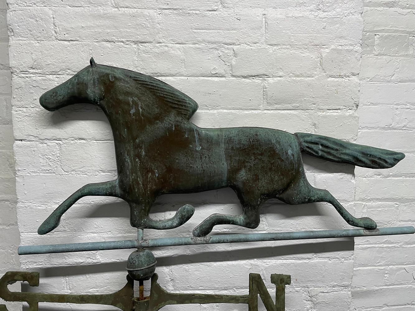 Antike Bronze Pferd Wetterfahne (Amerikanisch Kolonial) im Angebot
