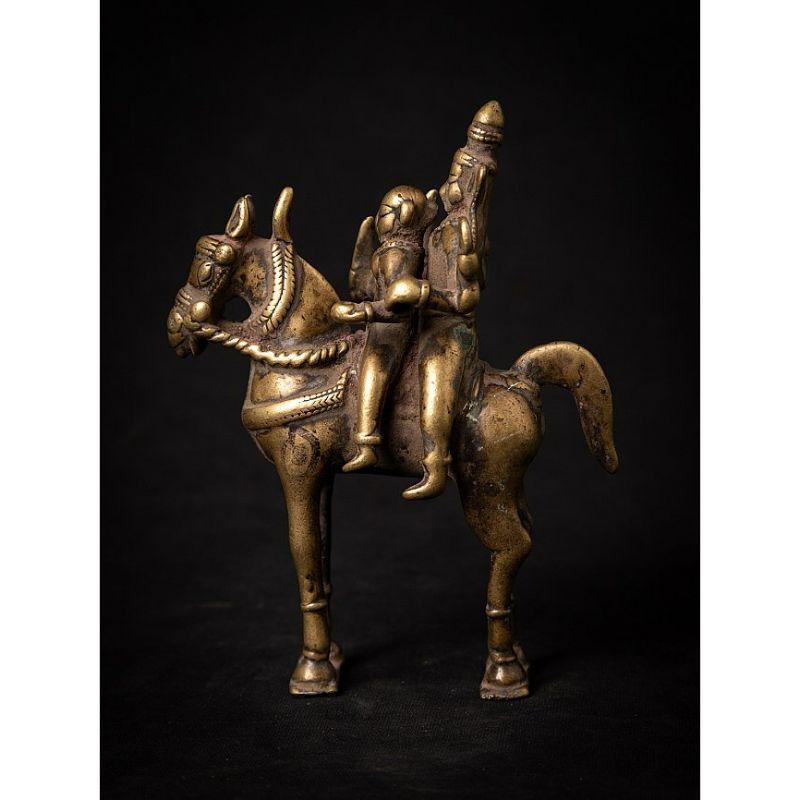 Indian Antique Bronze Horse with Rider from India from India For Sale