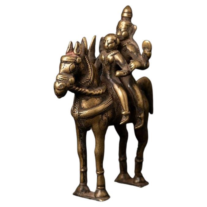 Cheval en bronze antique avec cavalier de l'Inde de l'Inde