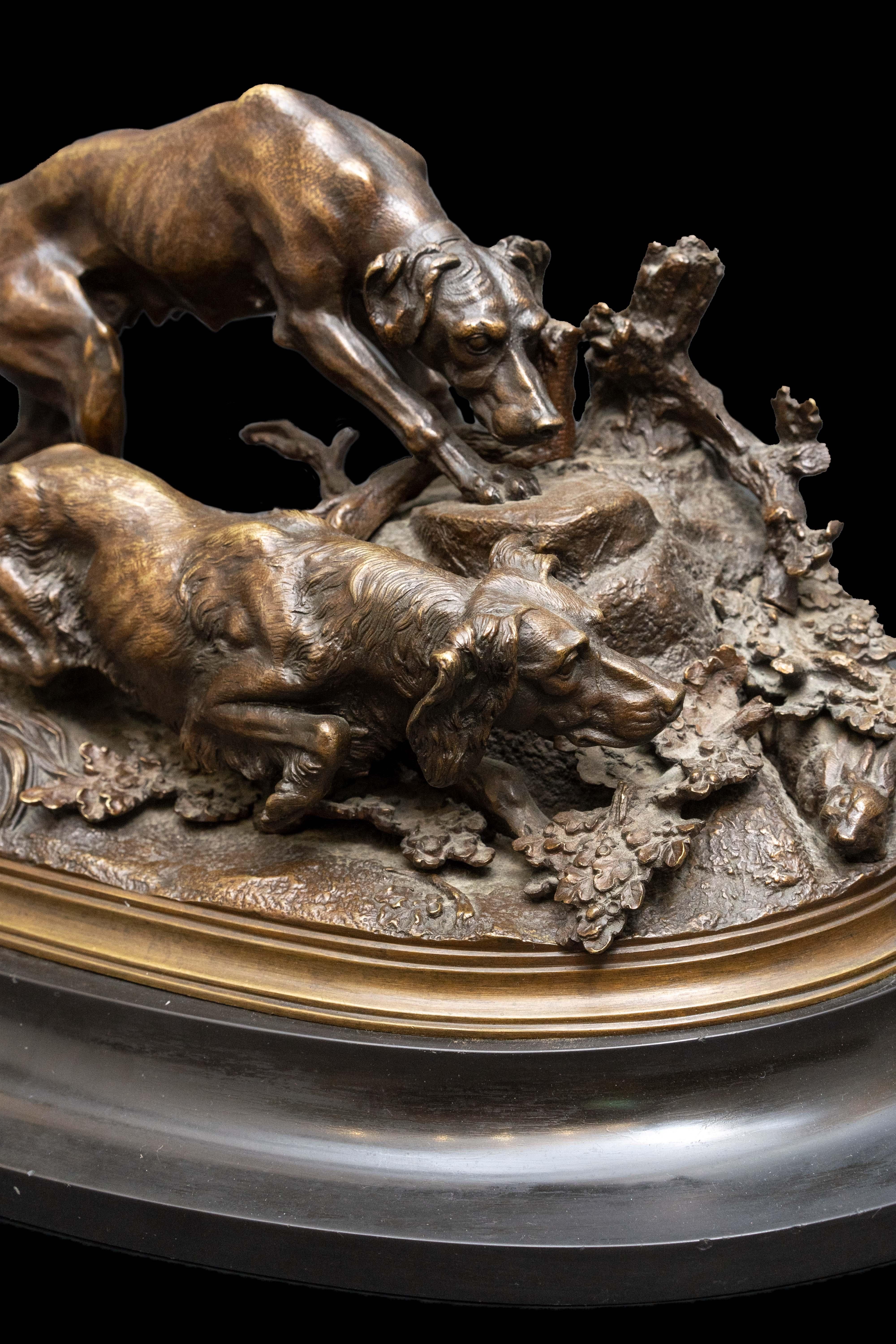 Antique Bronze Hunting Group In Excellent Condition In New York, NY