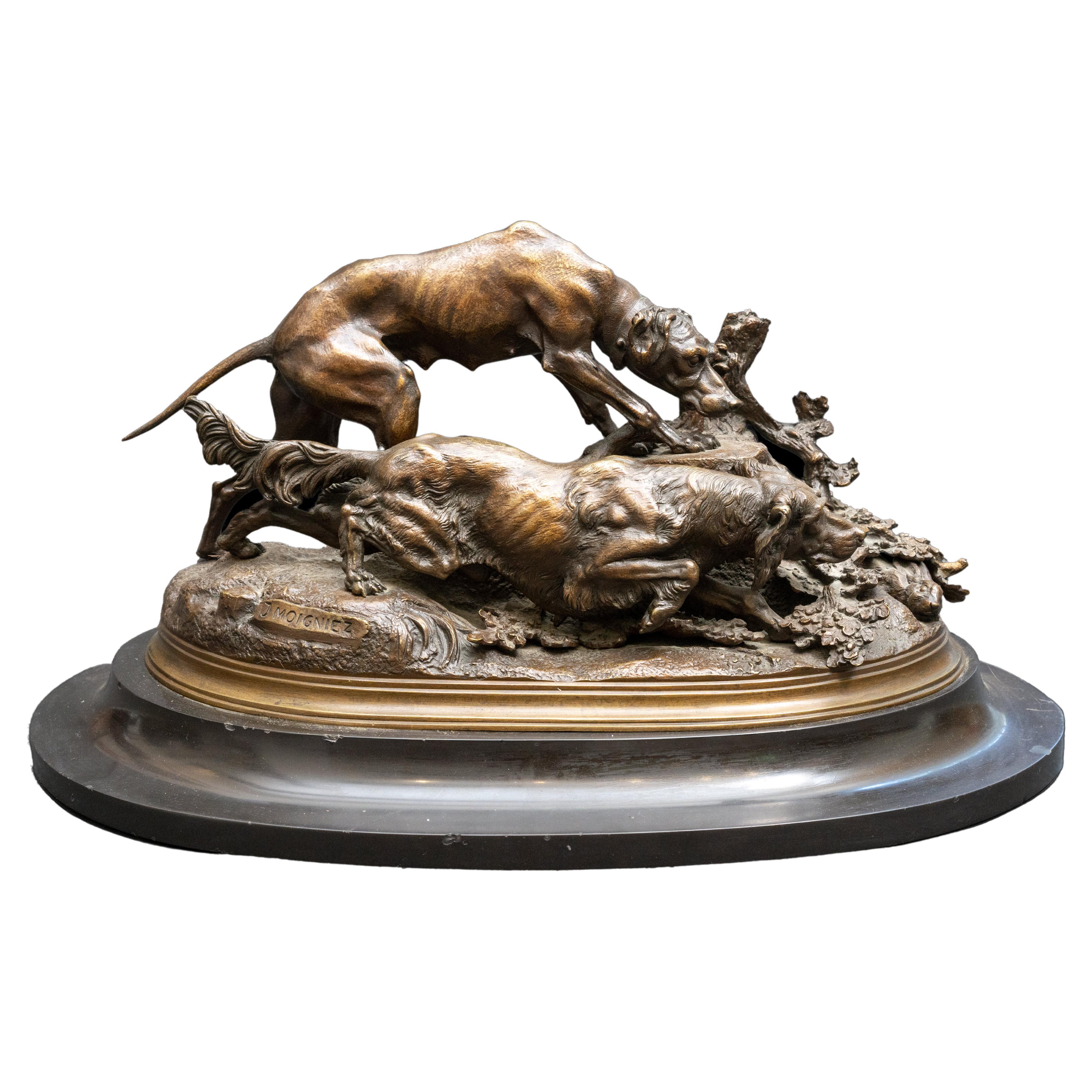 Antique Bronze Hunting Group