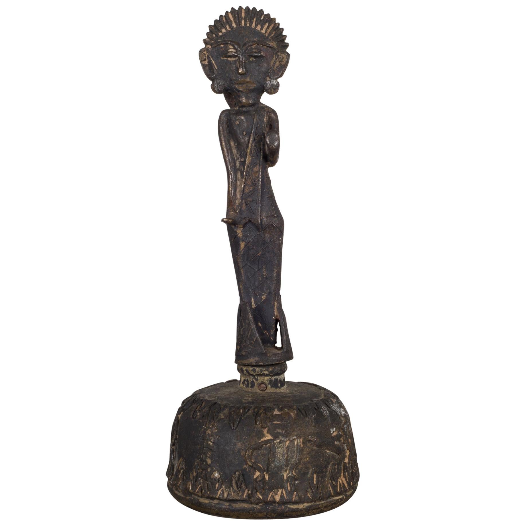 Antique Bronze Indian Buddha Hand Bell, circa 1800-1940