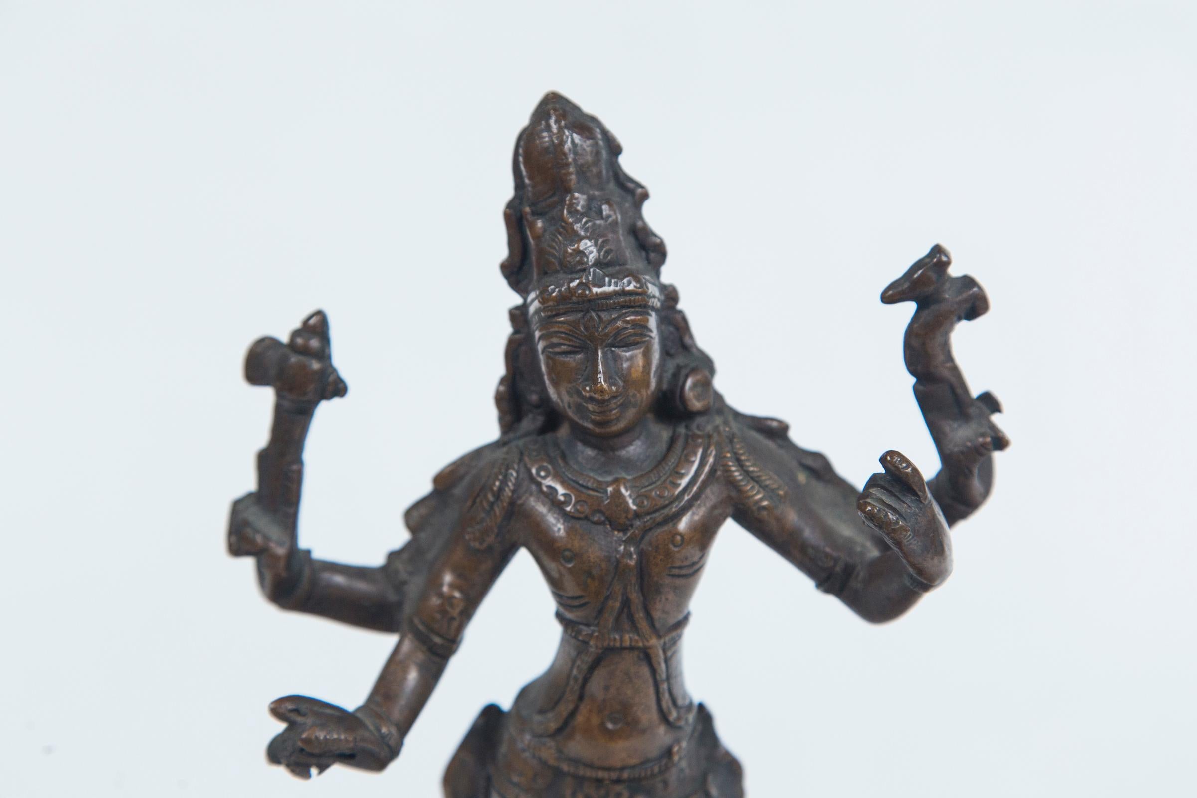 Cast Antique Bronze Indian Figure of Shiva For Sale
