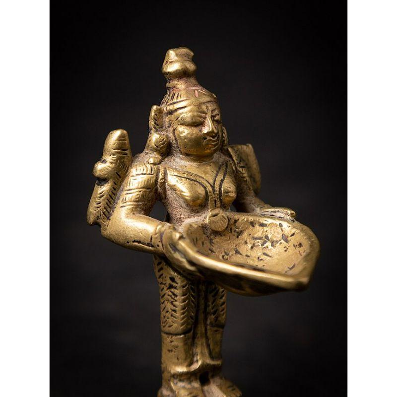 18th Century and Earlier Antique Bronze Indian Lady Holding Oil Lamp from India