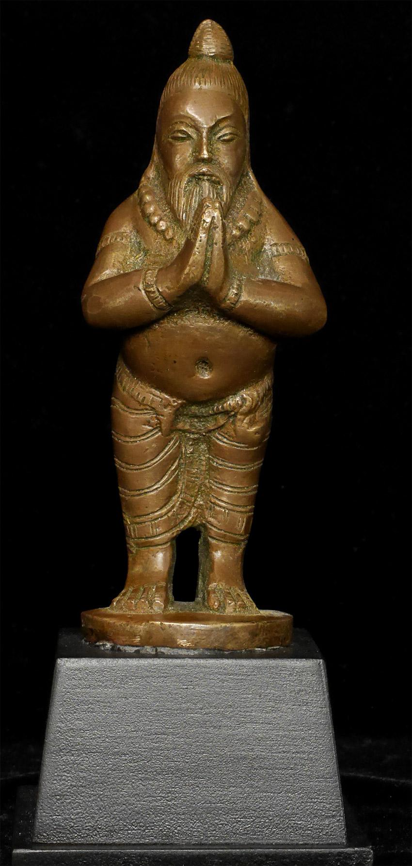 Indien Yogi indien ancien, sculpture hindoue unique en bronze massif coulé - 7816 en vente