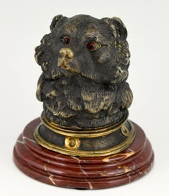 Antique Bronze Inkwell with Bear's Head, France, ca. 1880