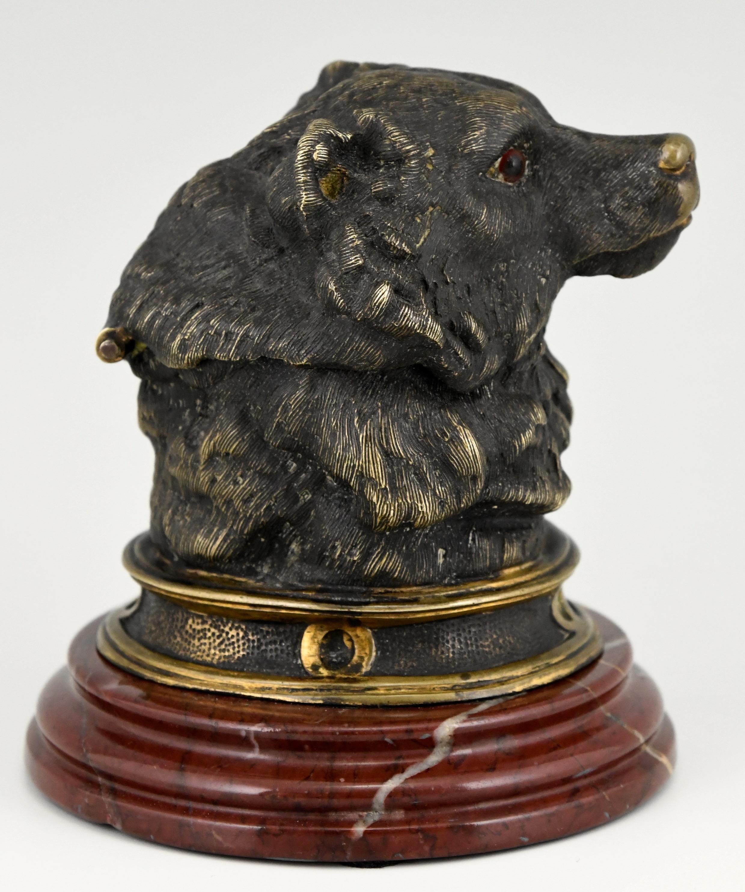 French Antique Bronze Inkwell with Bear's Head, France, ca. 1880 For Sale