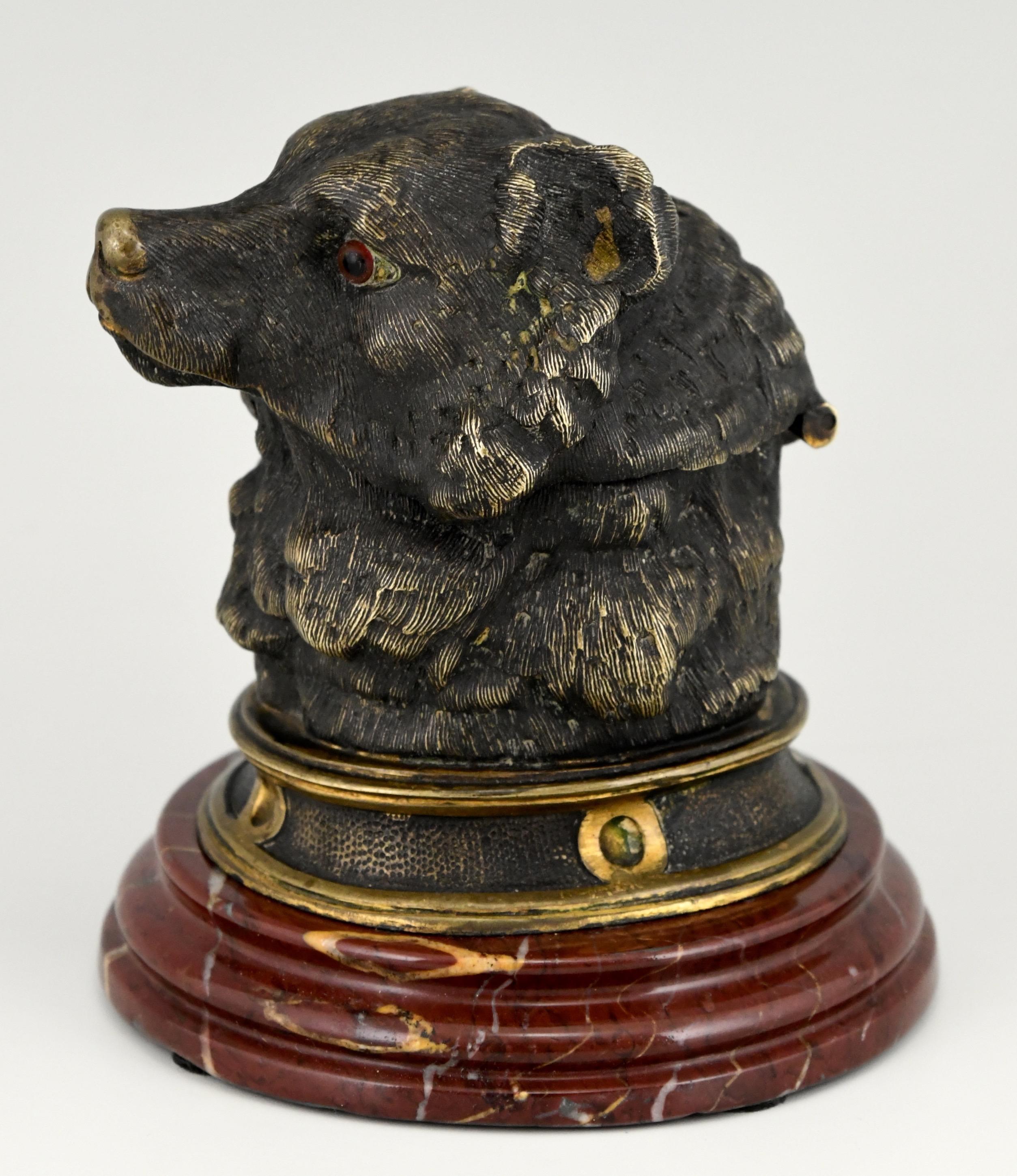 Antique Bronze Inkwell with Bear's Head, France, ca. 1880 For Sale 2