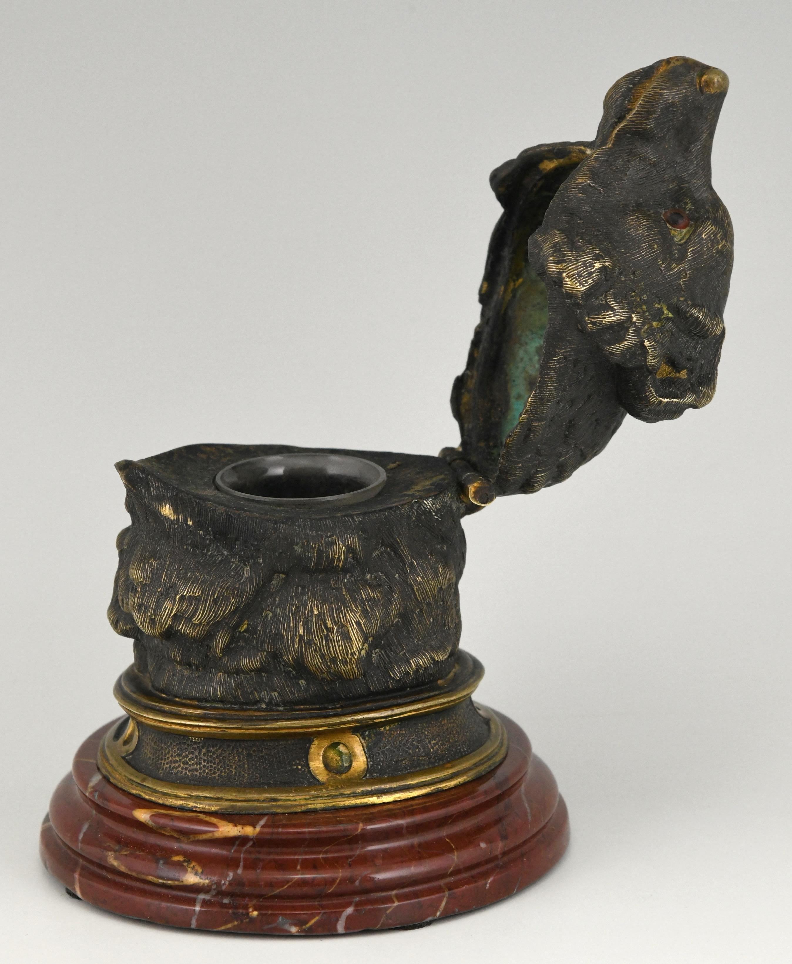Antique Bronze Inkwell with Bear's Head, France, ca. 1880 For Sale 3