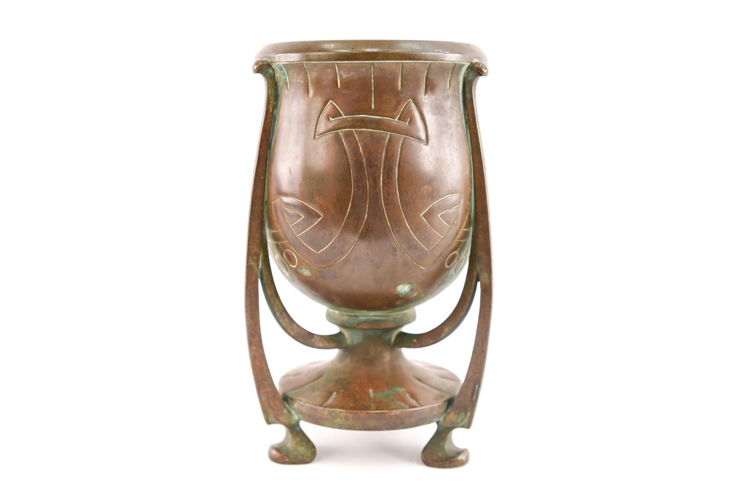 20th Century Antique Bronze Jugendstil Art Nouveau Style Vase