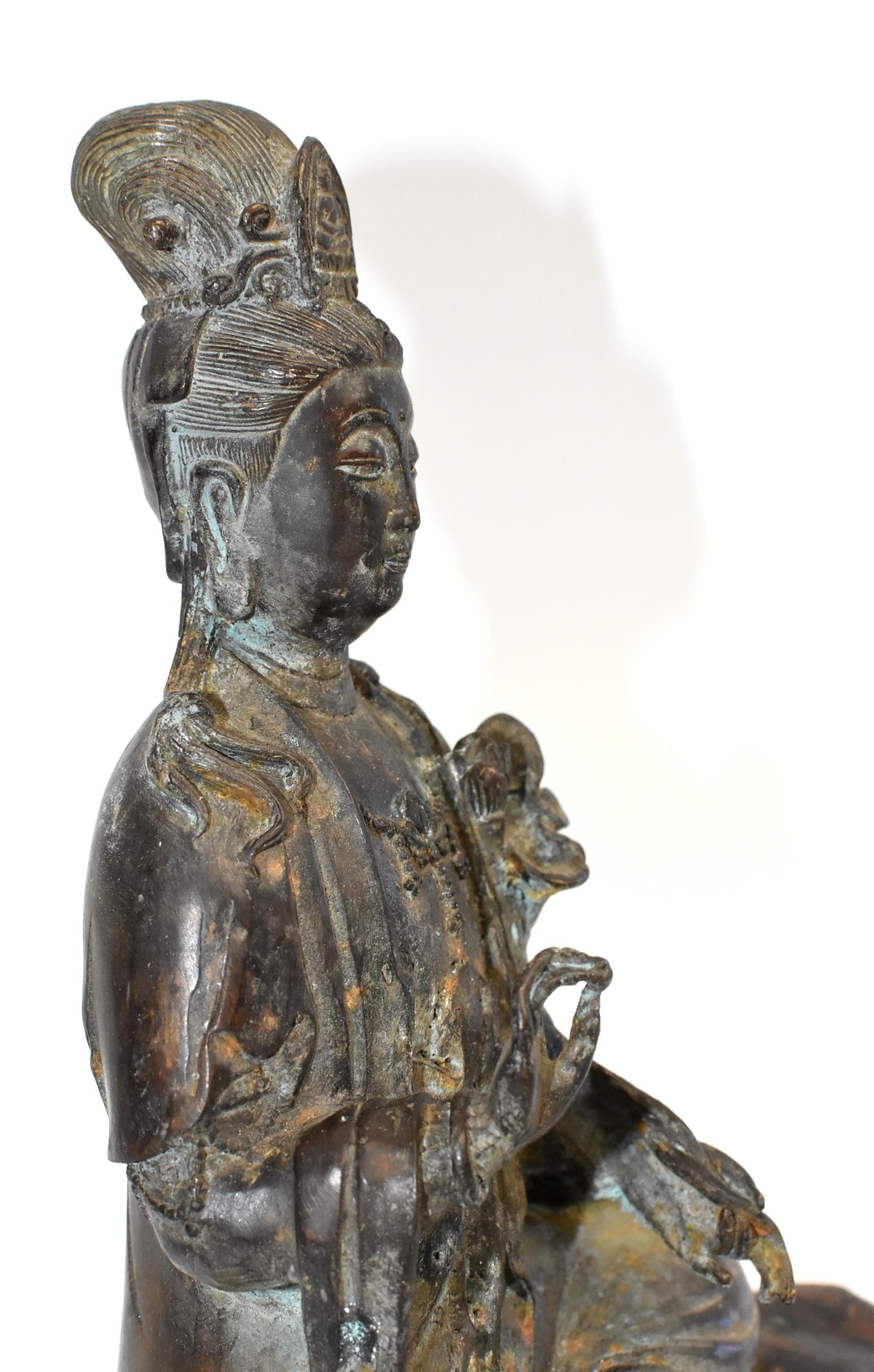 Antique Bronze Kwan Yin on Elephant 5