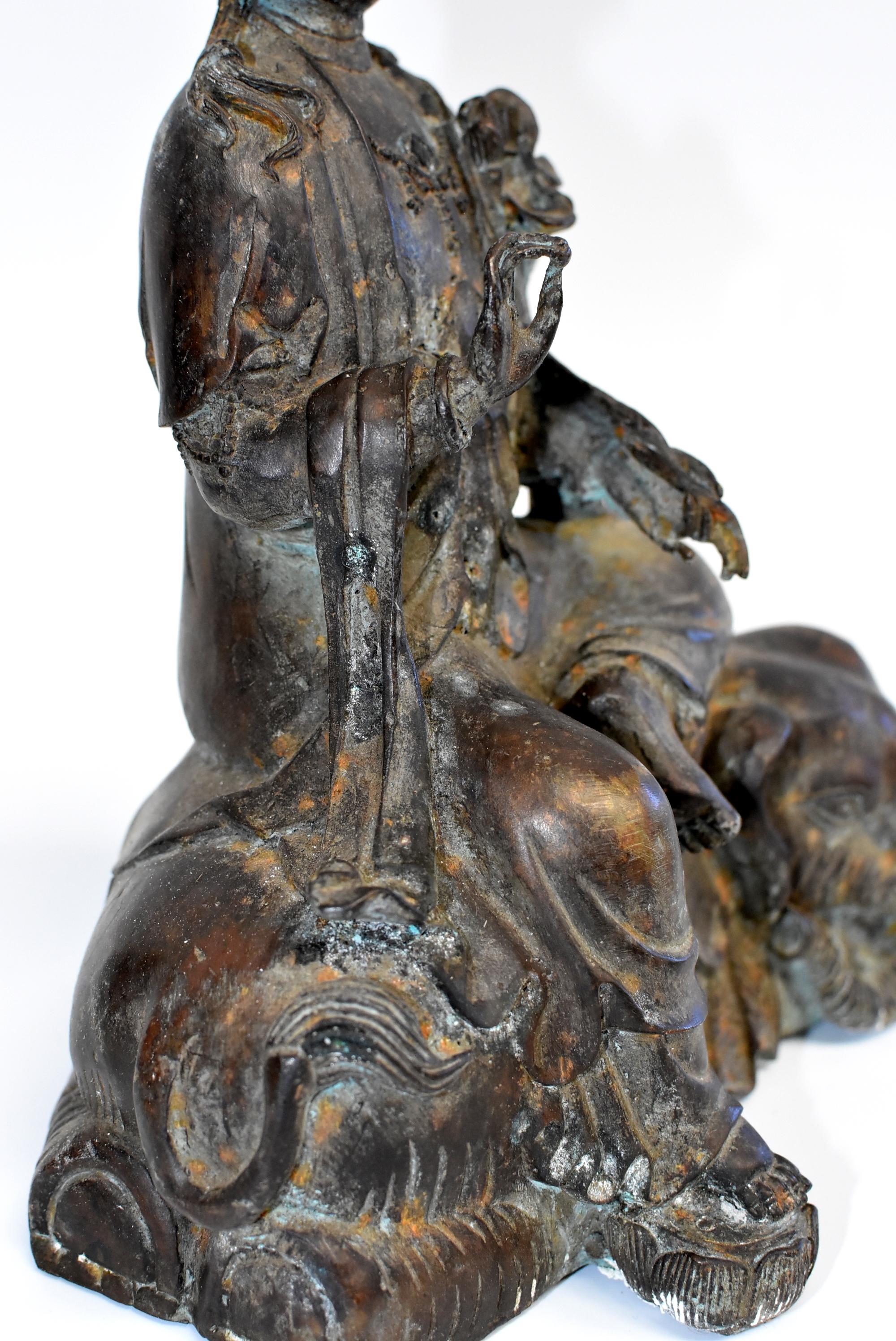 Antique Bronze Kwan Yin on Elephant 6