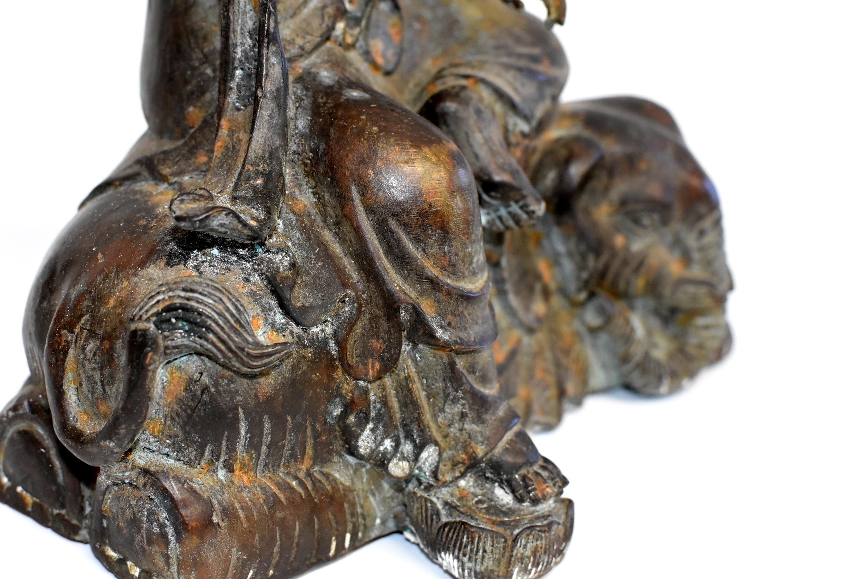 Antique Bronze Kwan Yin on Elephant 7