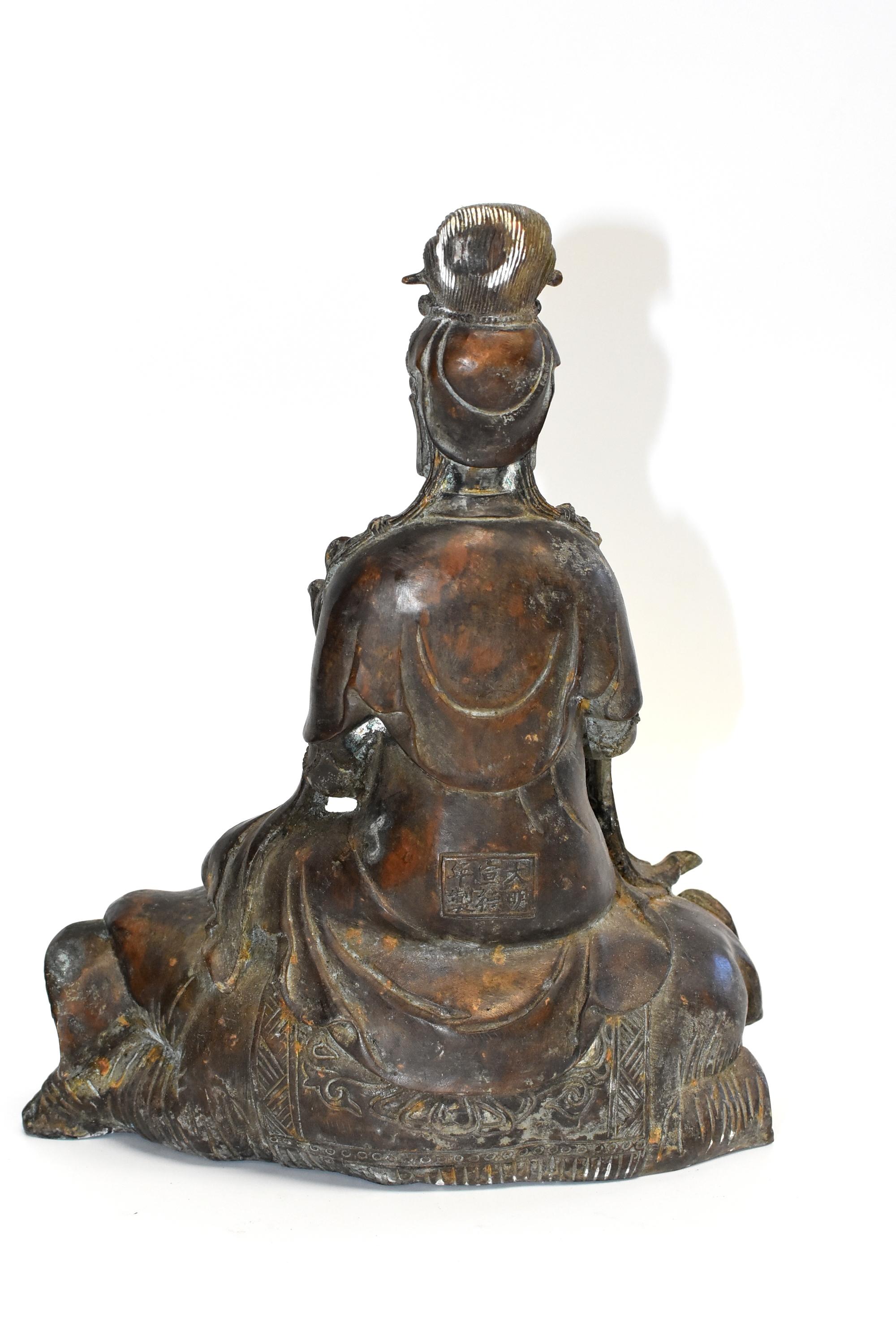 Antique Bronze Kwan Yin on Elephant 11