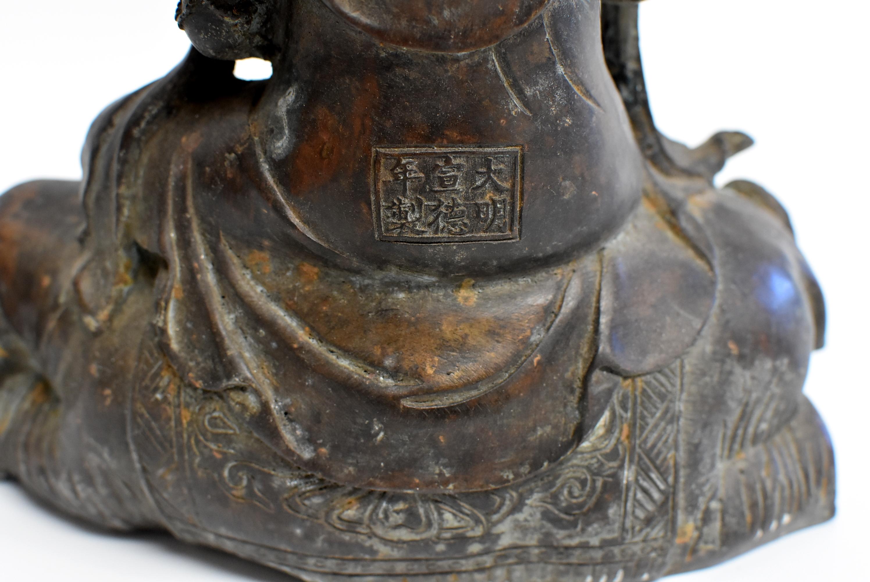 Antique Bronze Kwan Yin on Elephant 12