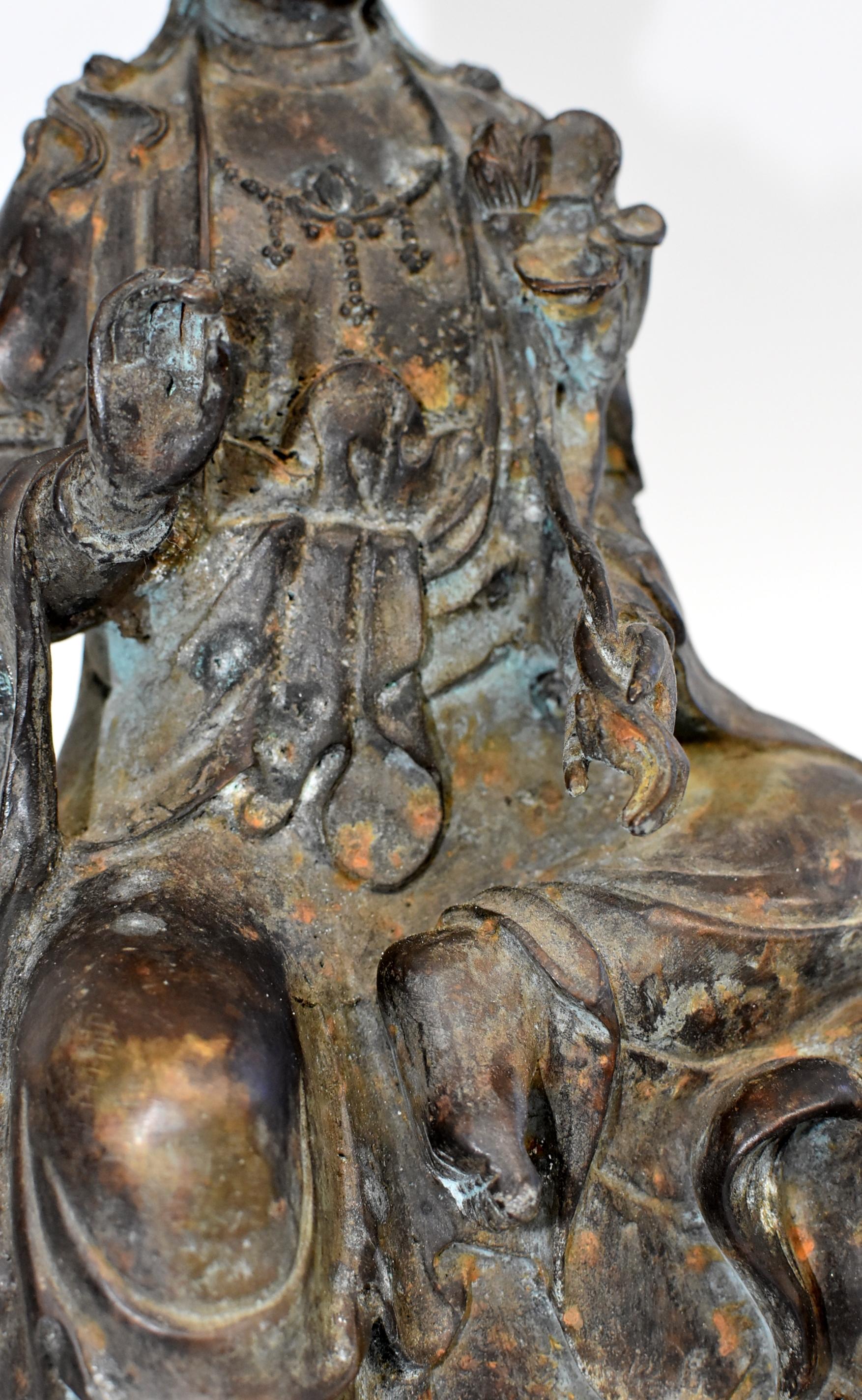 Antique Bronze Kwan Yin on Elephant 14